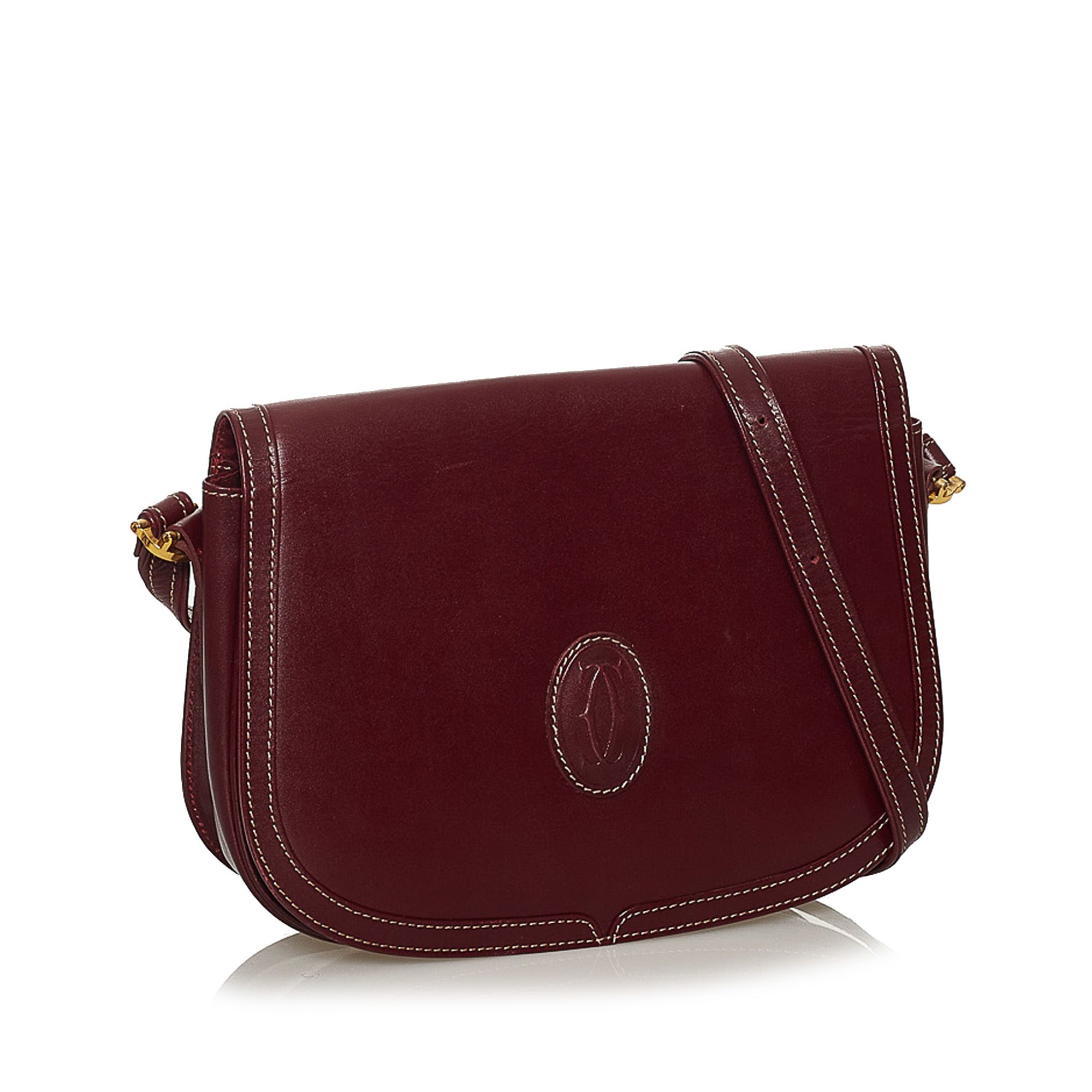 Vintage Cartier Must de Cartier Leather Crossbody Bag Red