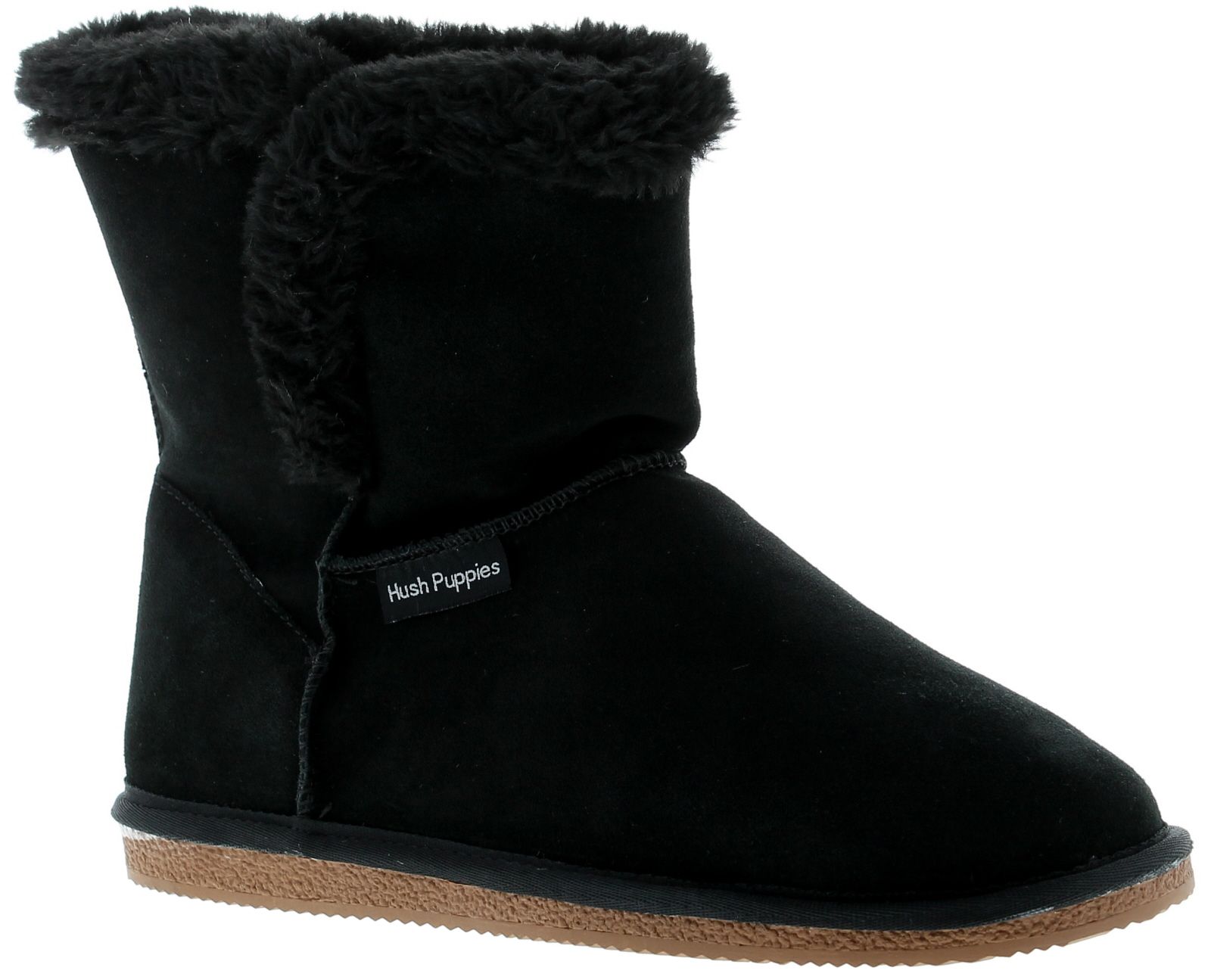 Hush Puppies Womens Boots Ankle Ashleigh Leather Slip On black