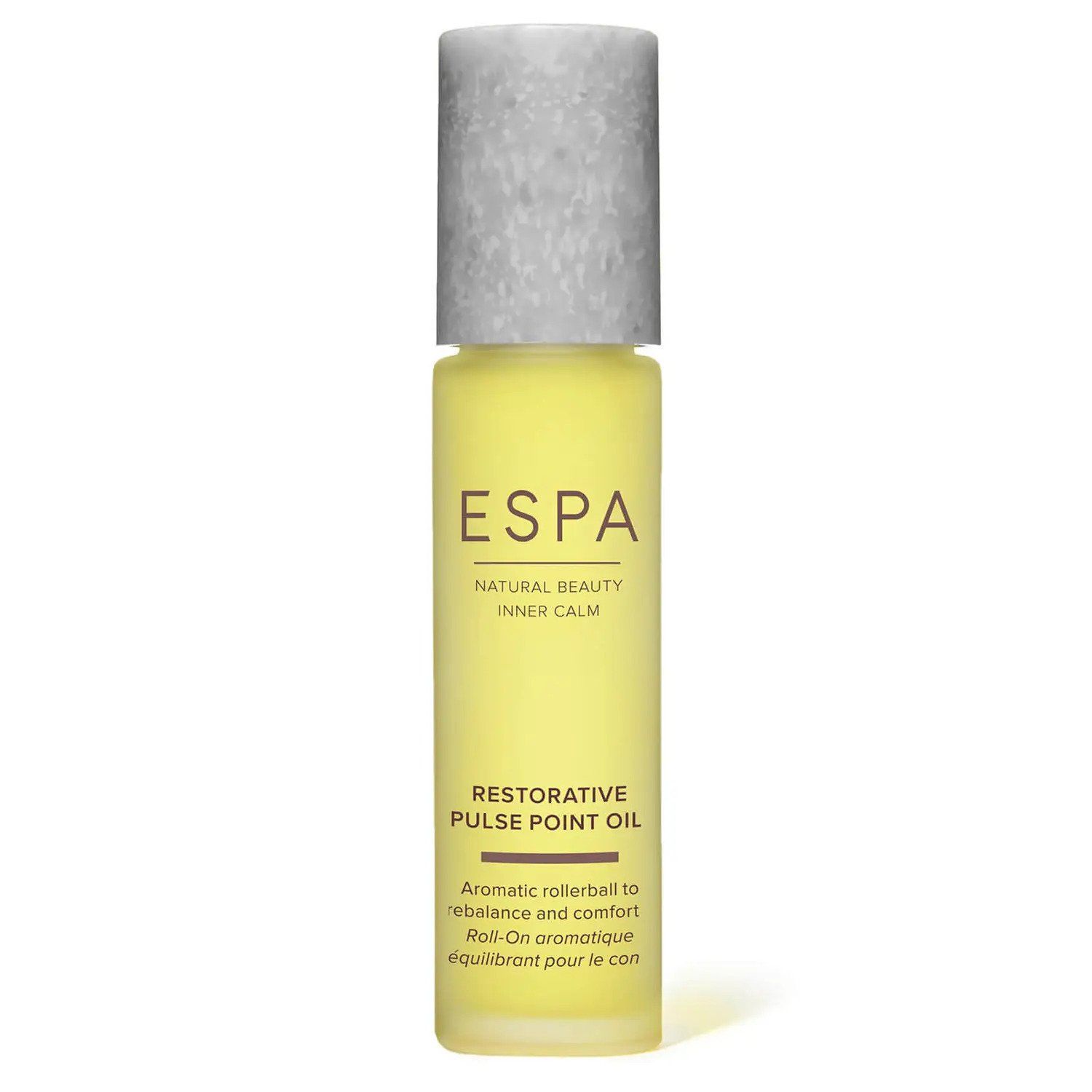 Rejuvenate your senses with the ESPA Restorative Pulse Point Oil. This comforting blend promotes a re-balancing effect, perfect for those with busy schedules who are always on the go. Formulated with a blend of carefully selected ingredients, the scented roll-on boasts aromatherapy benefits to help restore a sense of calm, peace and tranquillity. Carefully blended with Sweet Orange, Rose Geranium and Lavender to help create a feeling of calm. The addition of Palmarosa helps restore the senses.