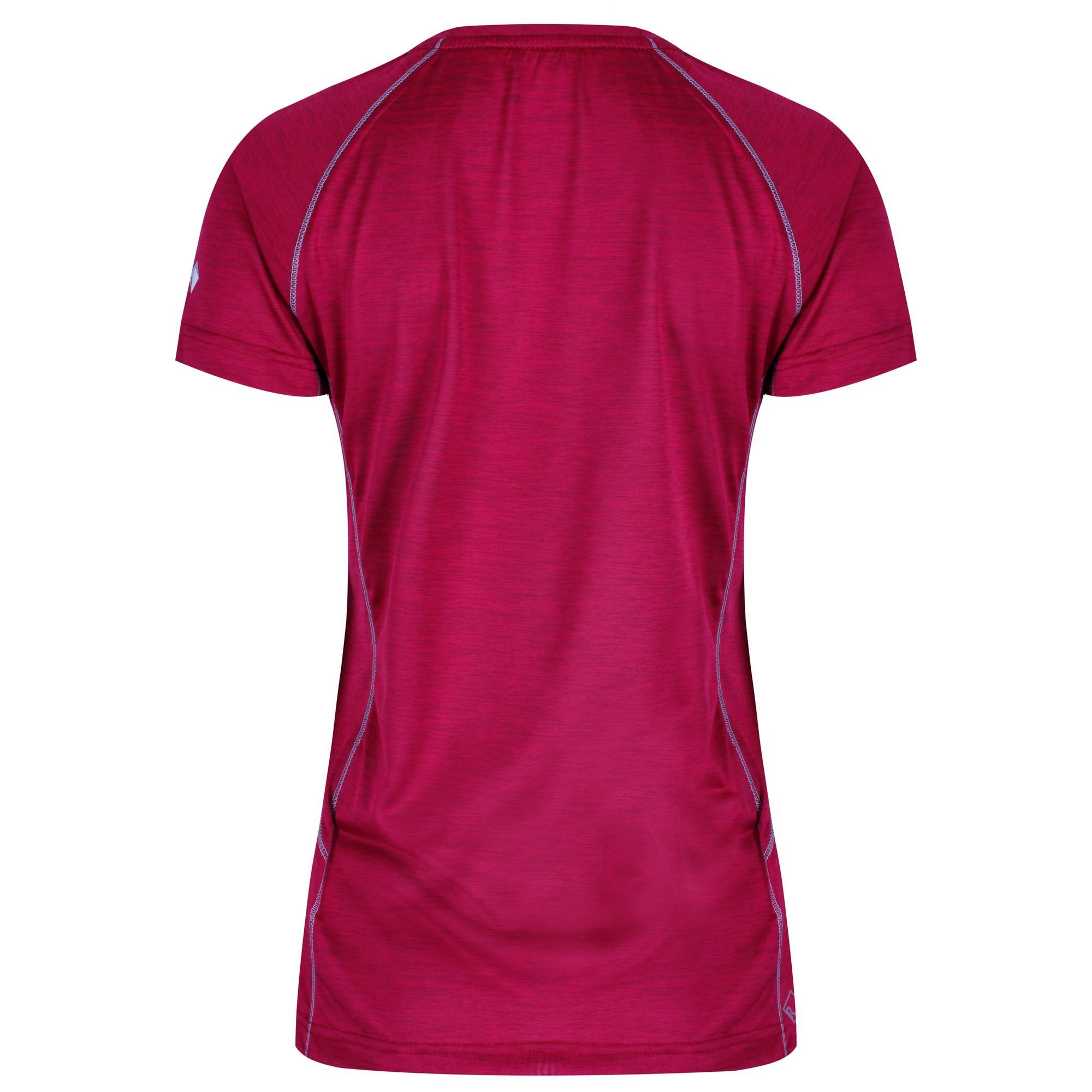 100% quick dry polyester fabric. Nanotex moisture management technology. Fabric stays dry next to skin for reduced chaffing and maximum comfort. Superior wicking performance. With pack-friendly offset shoulder seams.