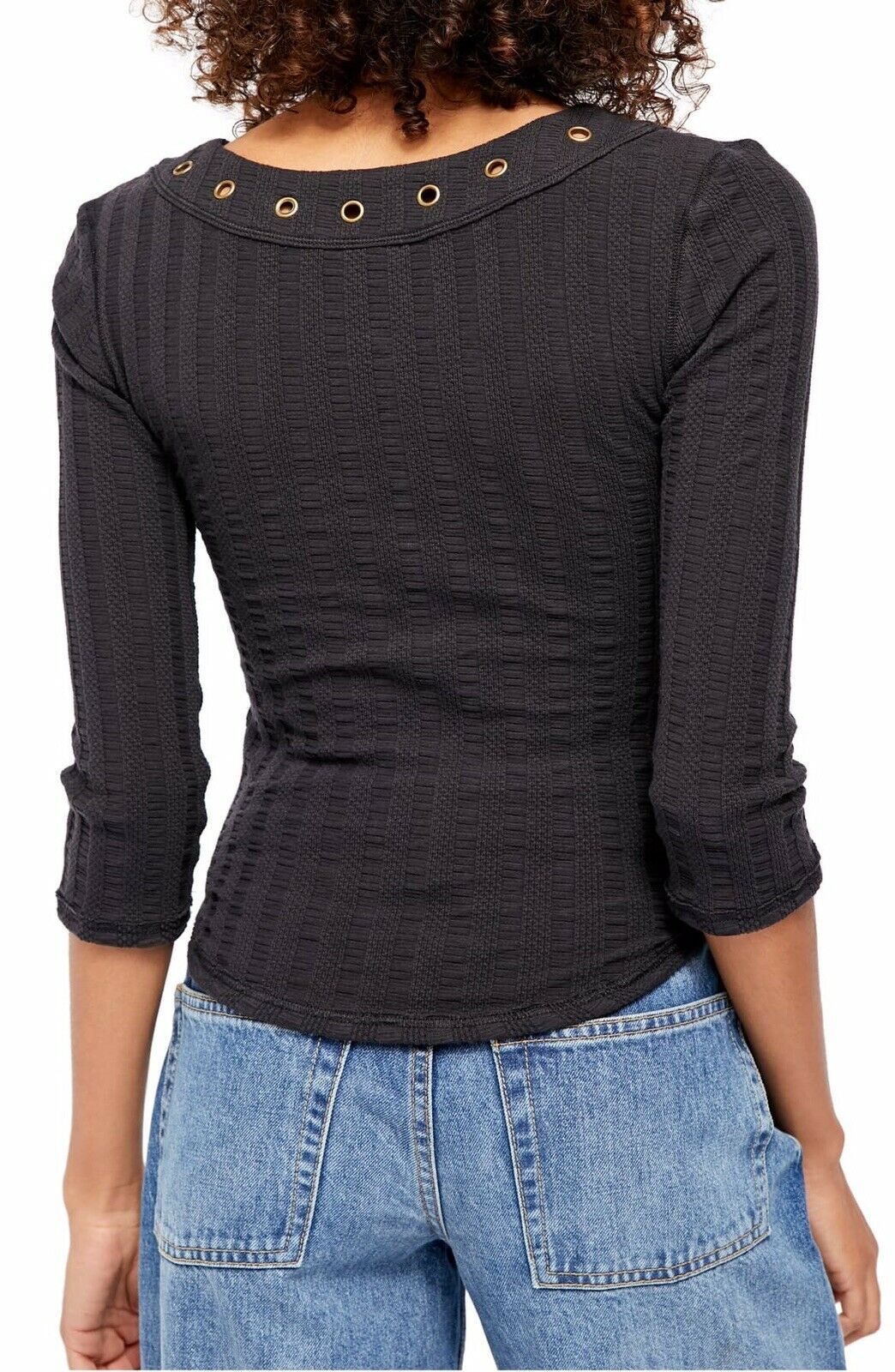 Color: Blacks Size Type: Regular Size (Women's): XS Sleeve Length: 3/4 Sleeve Type: Blouse Style: Knit Top Neckline: V-Neck Pattern: Solid Theme: Classic Material: Cotton Blends