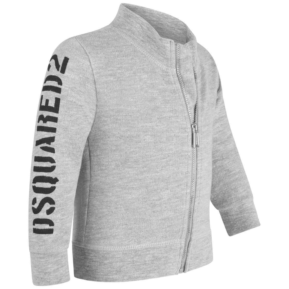 Zip up top by Dsquared2 with a stand up collar, ribbed cuffs and hemline and the logo print on the sleeves to finish.