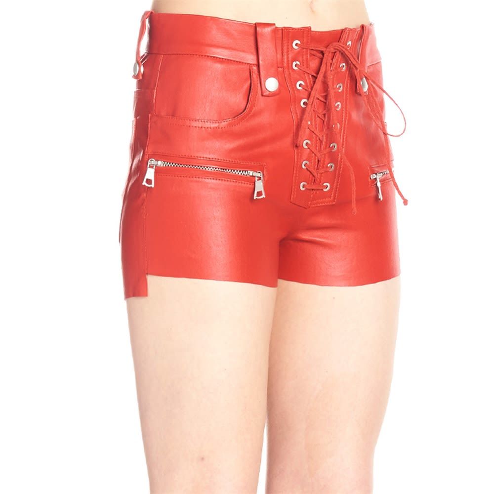 High-waisted blue denim cyclist shorts featuring front concealed zip fastening, six pockets, belt loops and silver-tone embossed button on the back.The model is 177 cm tall and wears a size 36FR