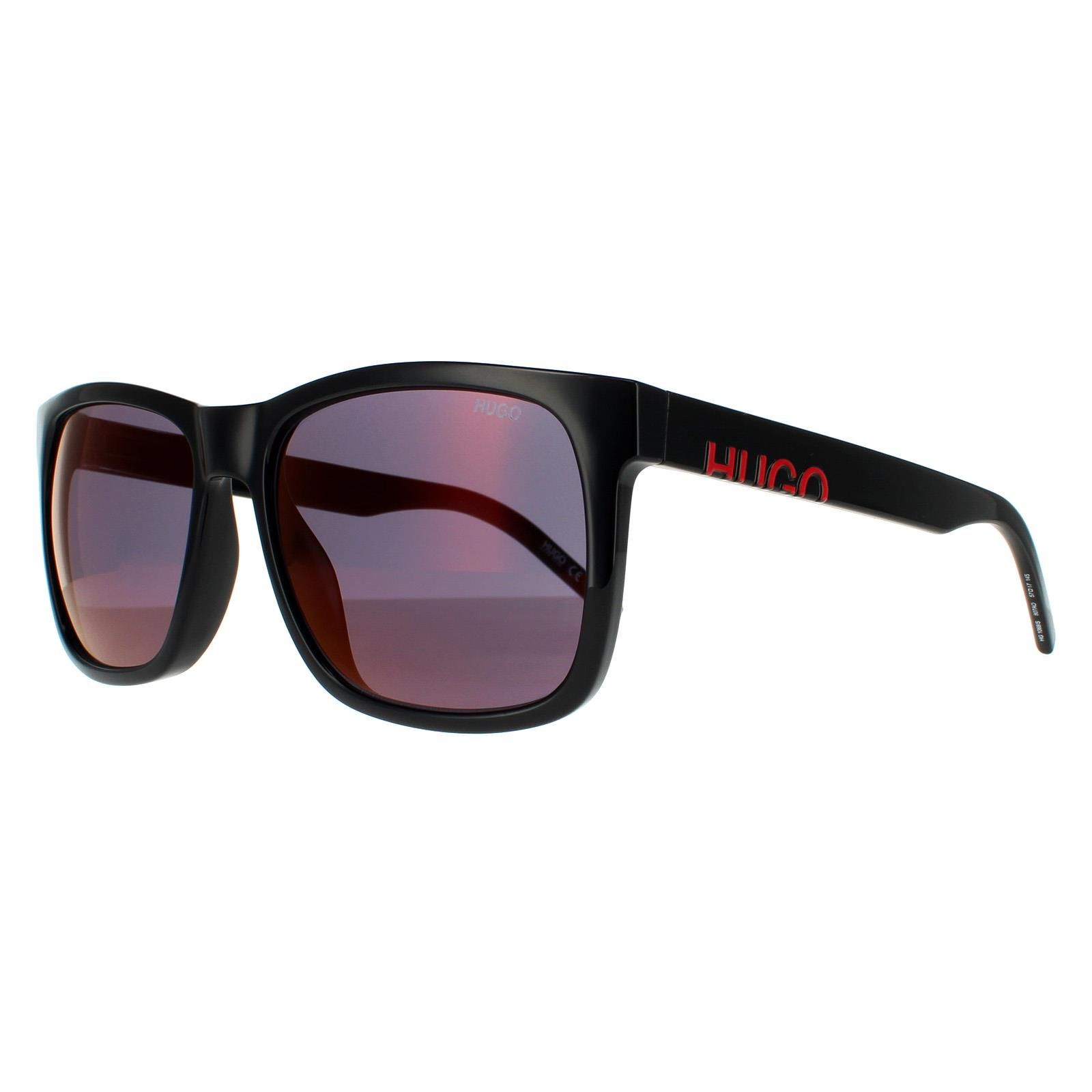 Hugo by Hugo Boss Sunglasses HG 1068/S 807 AO Black Red Mirror are a lightweight modern square style with Hugo branded temples.