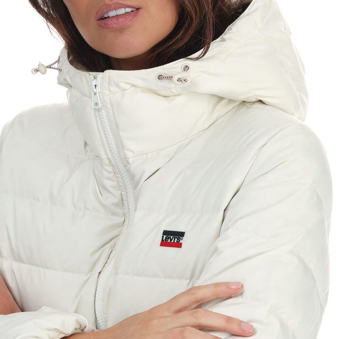 Women's Levis Down Mid Length Puffer Jacket in Cream