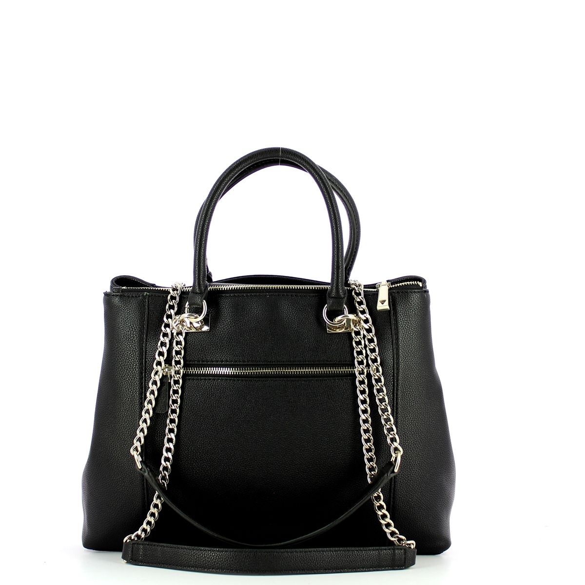 Holly Society Luxe Carryall Guess, faux leather handbag with multiple compartments, and two sets of handles.