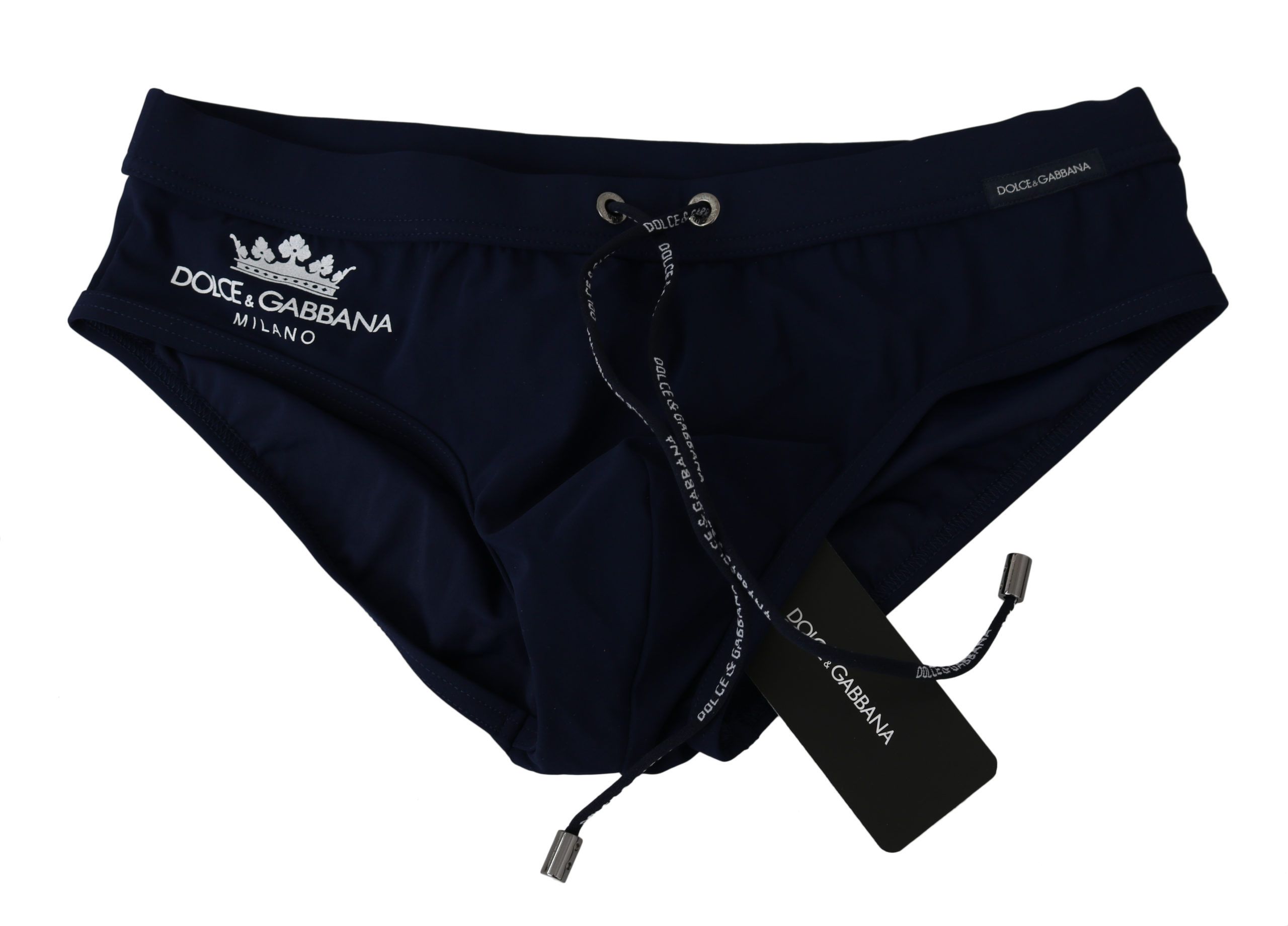 DOLCE&GABBANA. 
Absolutely stunning, 100% Authentic, brand new with tags Dolce&Gabbana Beachwear. . 
Modell: Swim briefs beachwear 
Color: Dark Blue with white crown logo 
Material: . 75% Nylon 25% Elastane
Waist strap. 
Logo details. 
Great fitting and comfort.