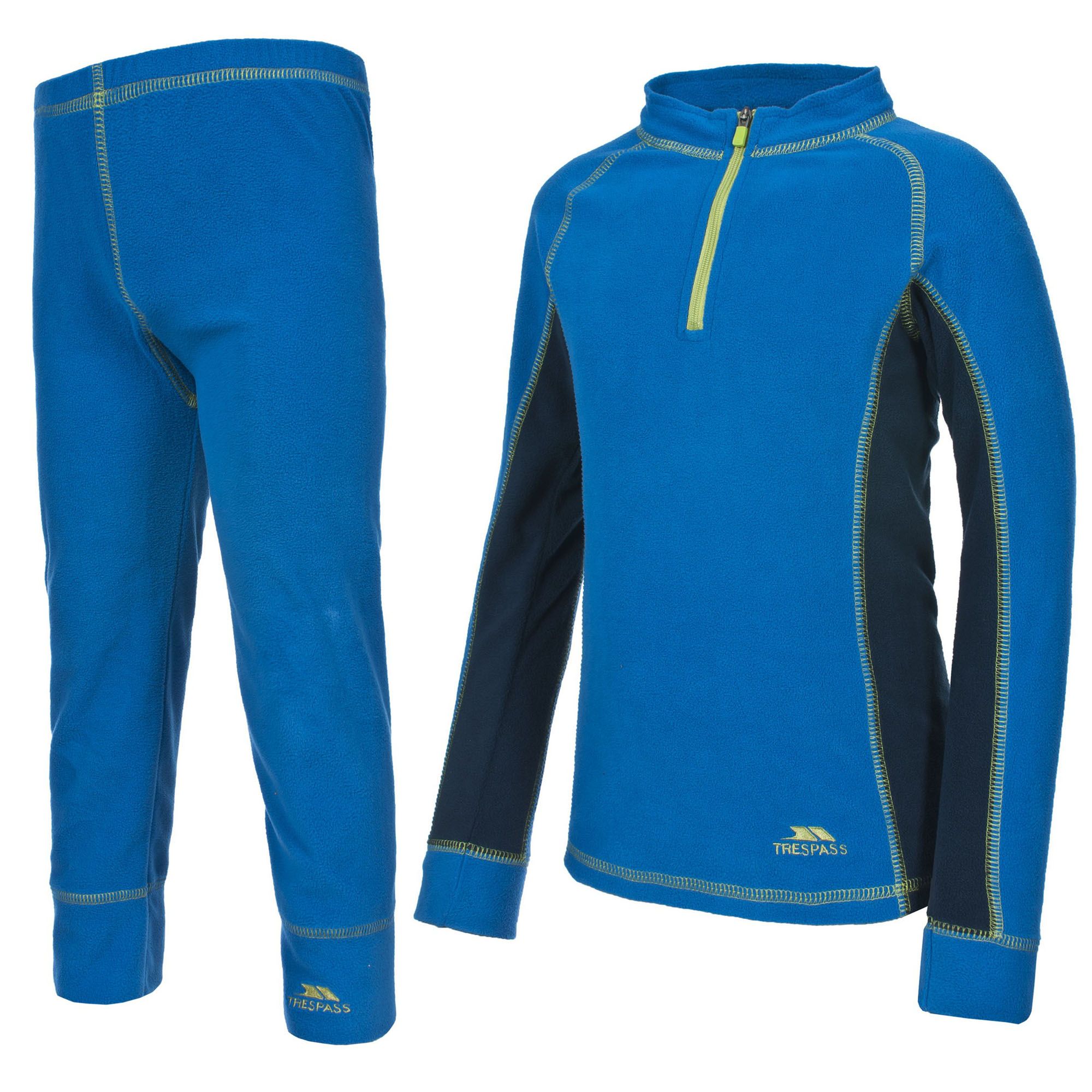 Microfleece base layer set. 160g/m2. Contrast 1/2 zip neck top. Contrast flat seams for comfort. Raglan sleeves. Embroidered logo. Elasticated waist trousers. Branded boxed packaging. 100% Polyester. Machine washable.