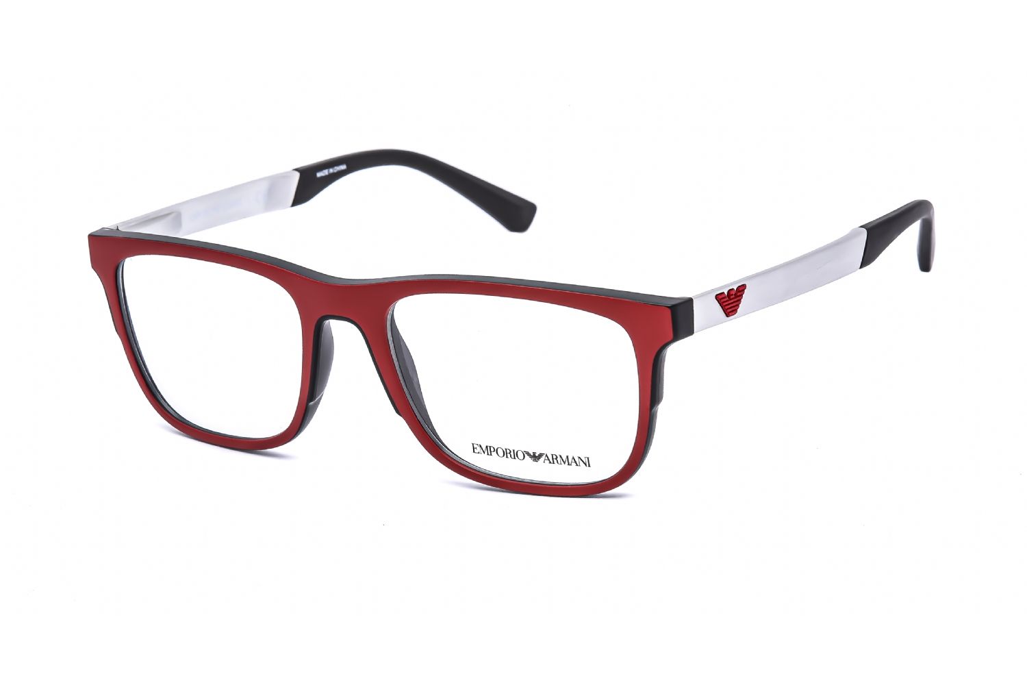 StyleName: Emporio Armani EA3133 Eyeglasses Matte Red/Black / Clear Lens Brand: Emporio Armani Frame Style: Rectangular Frame Material: plastic Color : Matte Red/Black / Clear Lens Women Eyeglasses