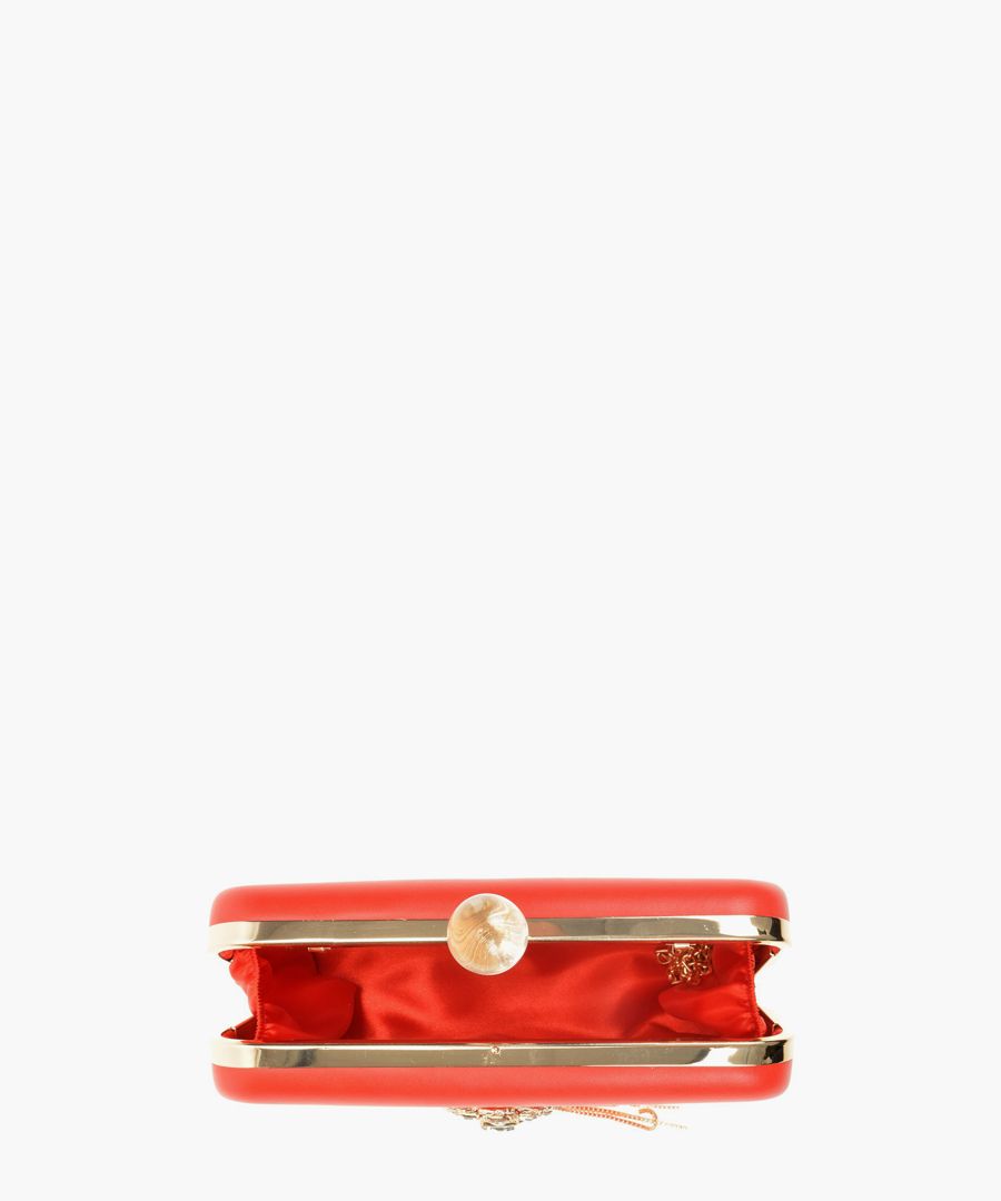 Red leather clutch