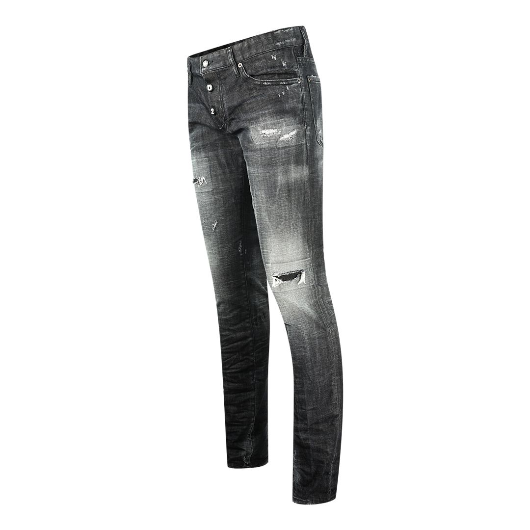 waarheid operatie beschaving Dsquared2 Slim Jean 1964 versleten zwarte jeans