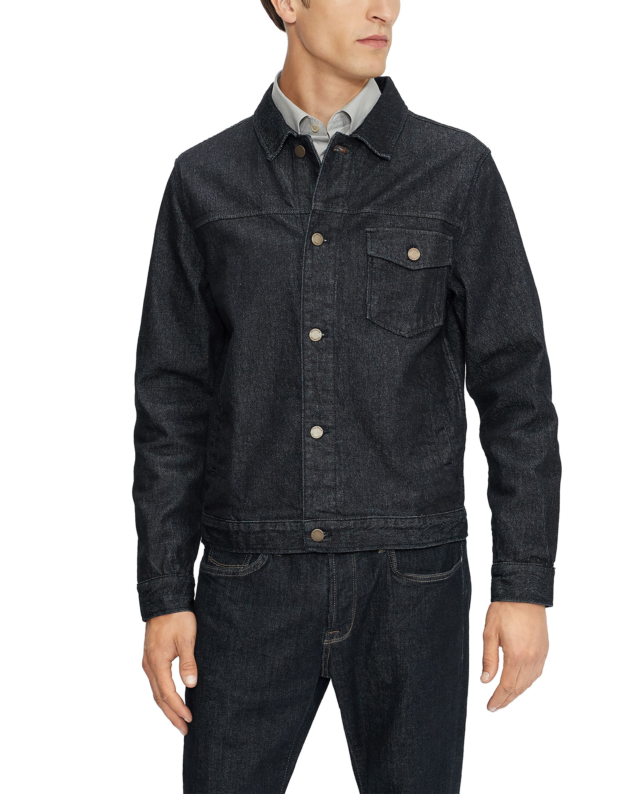 Ted Baker Guitar Rinse Wash Raw Denim Jacket, Dark Navy