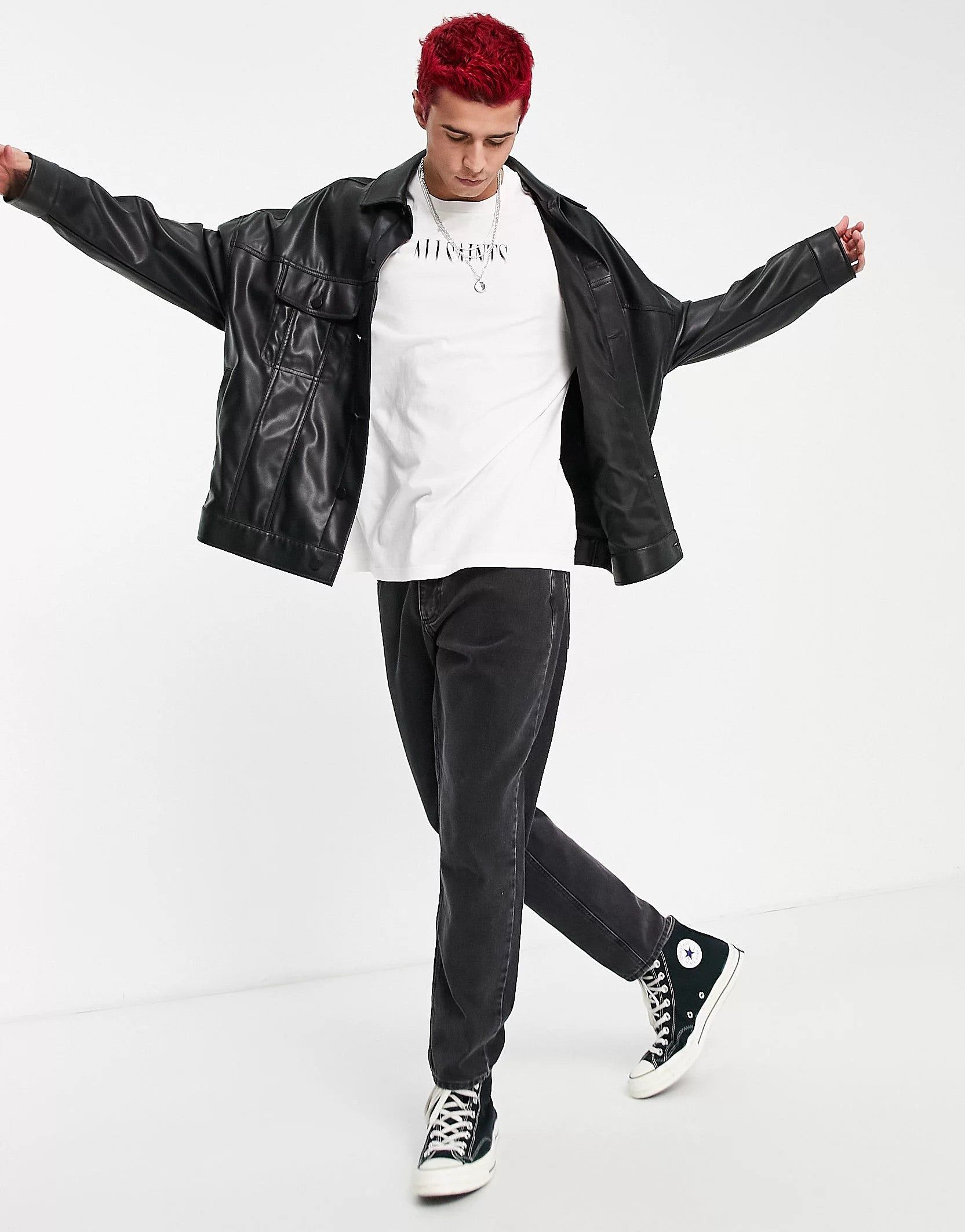 Allsaints Fadeout Chest Logo T-Shirt In White