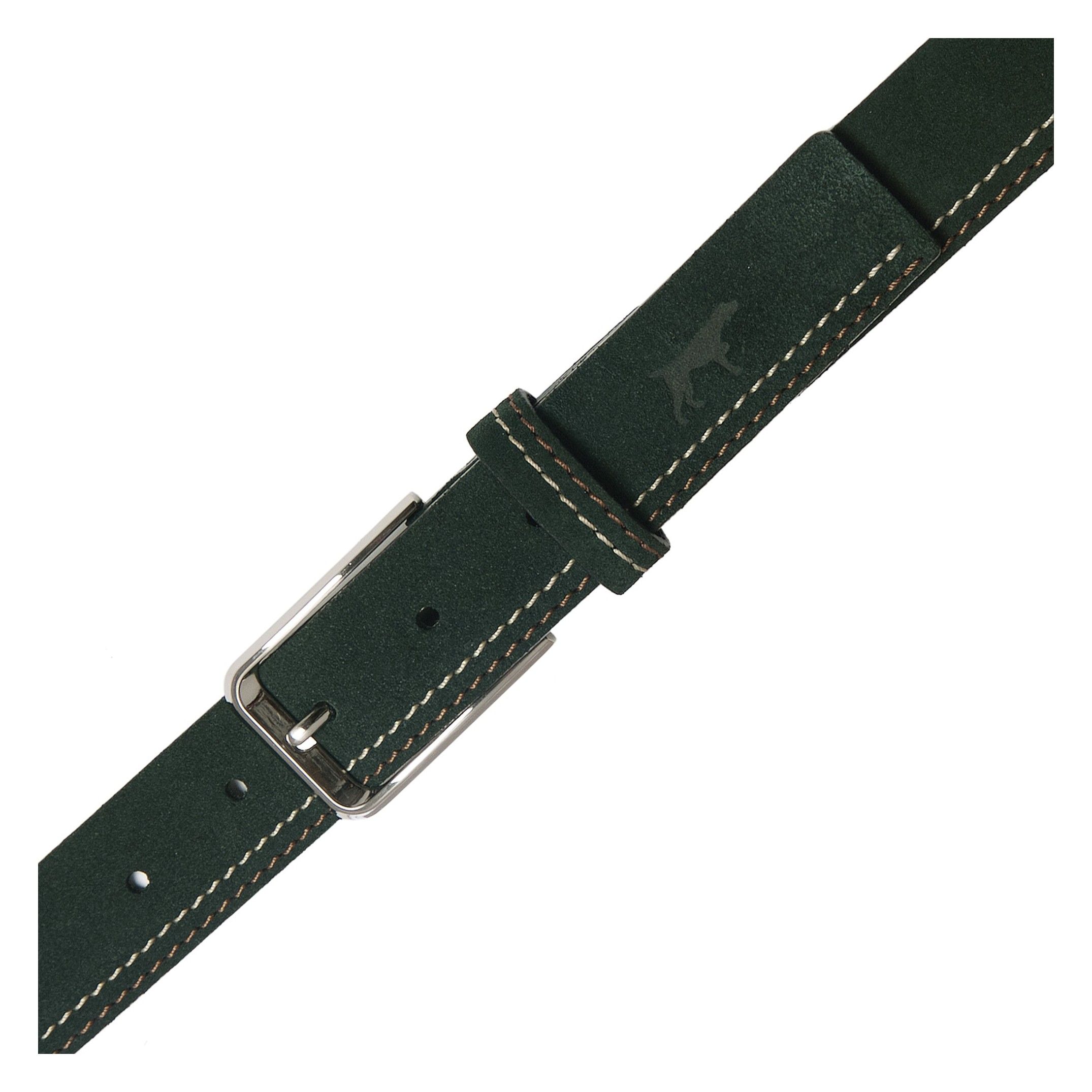 Castellanisimos men's leather belt with double stitching on the lower part in two shades. Metal buckle. Width: 3.5 cm. MADE IN SPAIN.