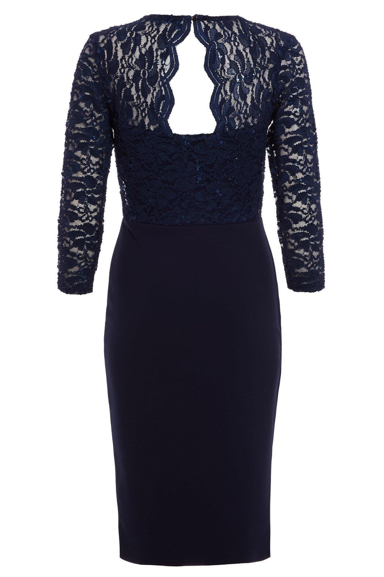 - Lace Midi  - Sequin finish  - Scallop edge  - Cutout detail   - Length: 92cm approx  - 92% polyester, 8% nylon   - Model height: 5' 9