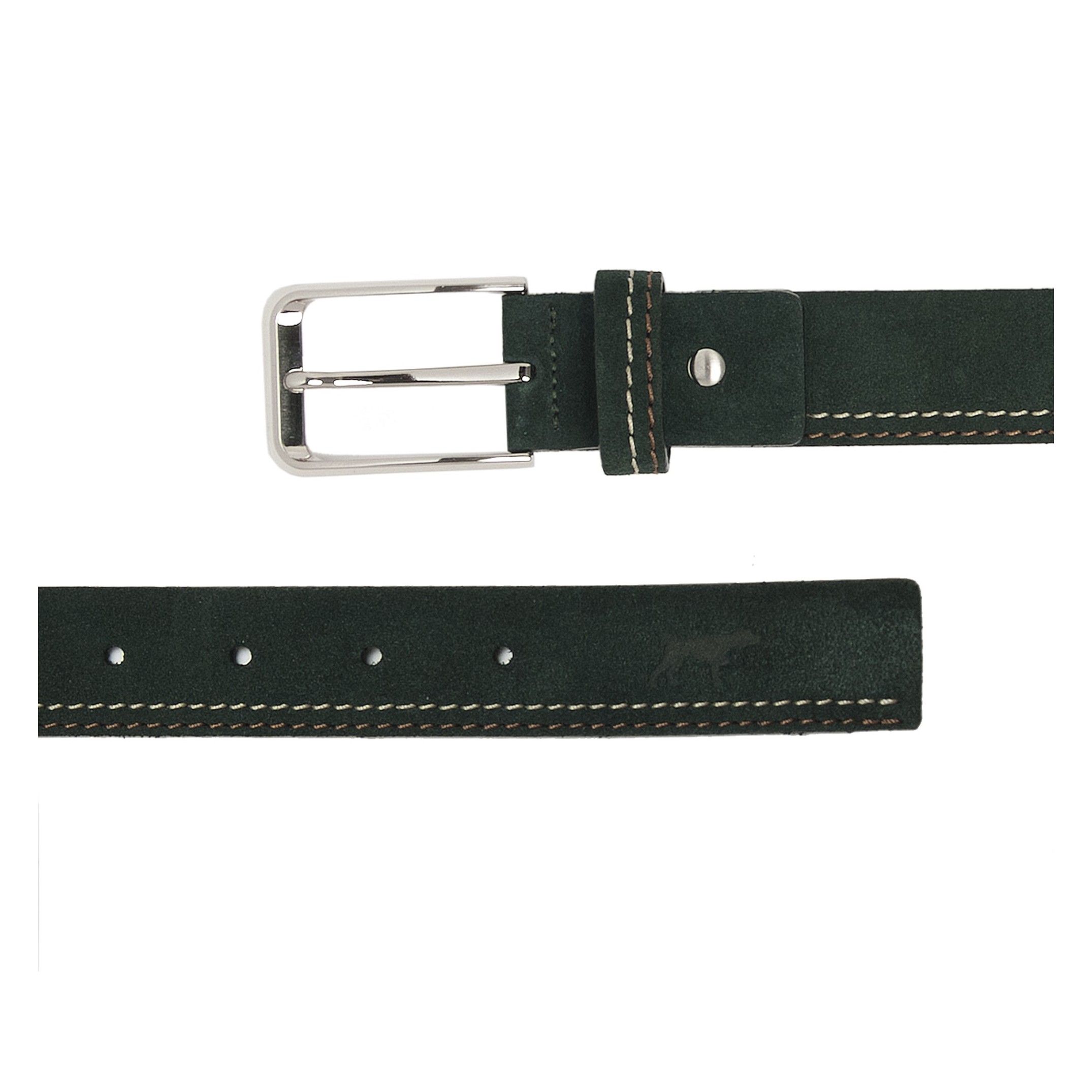 Castellanisimos men's leather belt with double stitching on the lower part in two shades. Metal buckle. Width: 3.5 cm. MADE IN SPAIN.