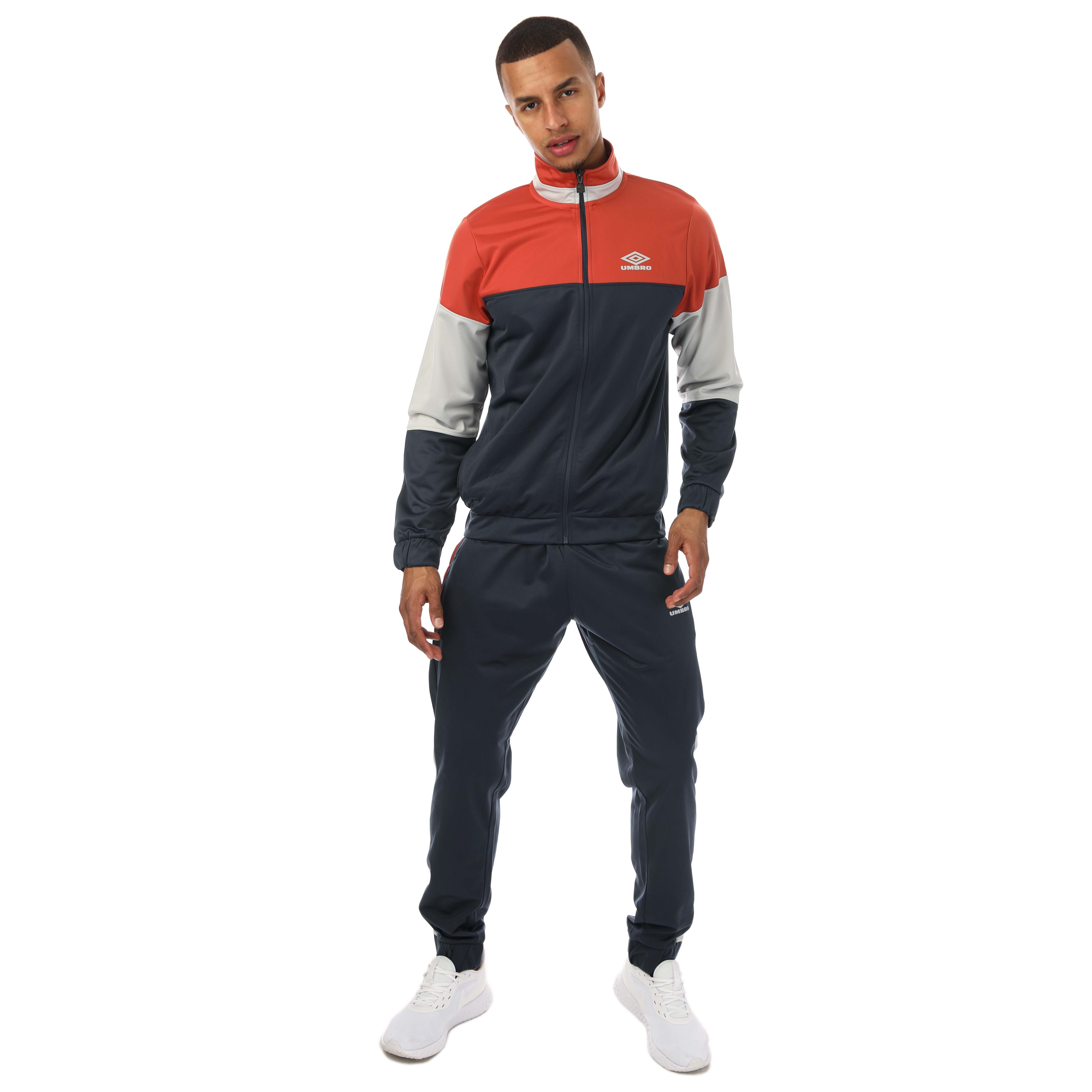 Men's Umbro Diamond Knitted Poly Tracksuits in Navy