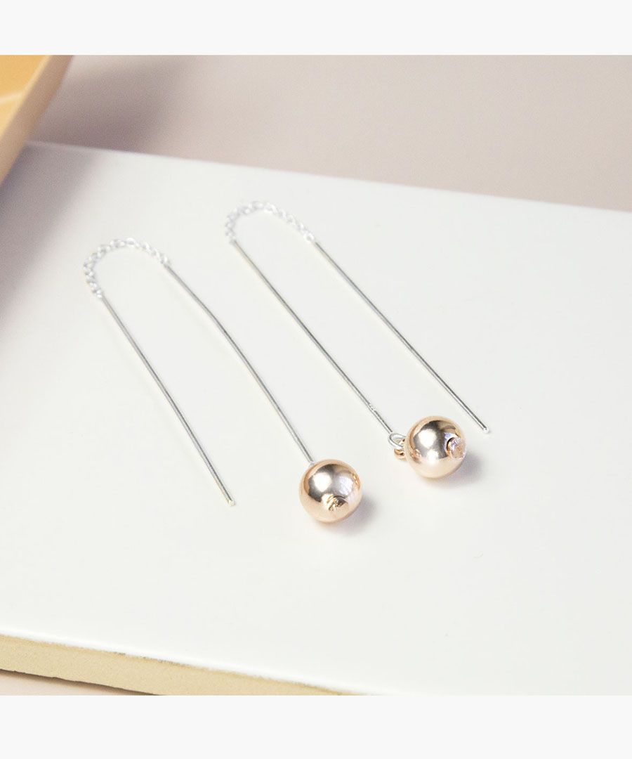 Sterling silver, rose gold-plated drop earrings