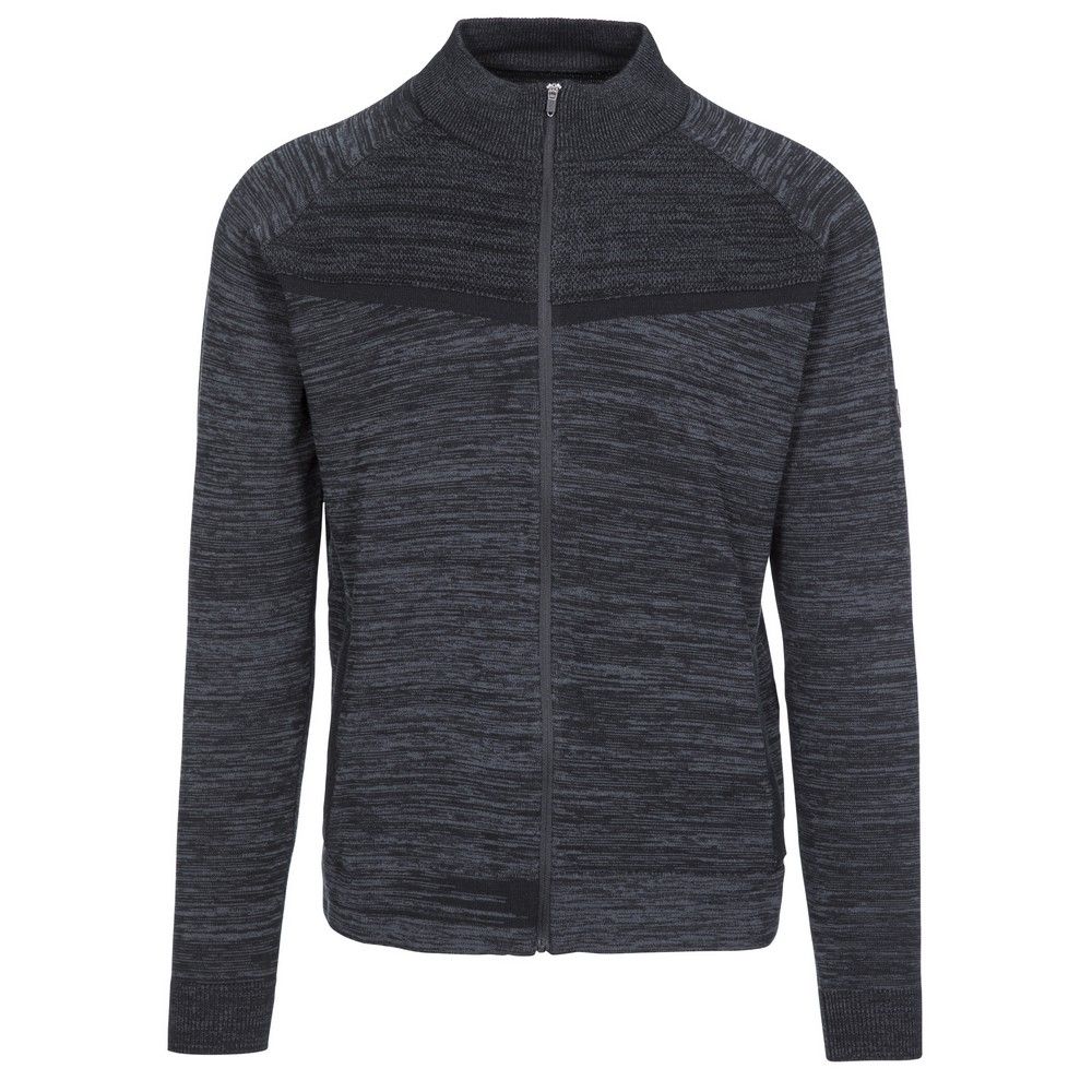 Material: 56% cotton, 44% acrylic. Full zip front fastening. Low profile zip. 2 side pockets. Decorative marled finish.