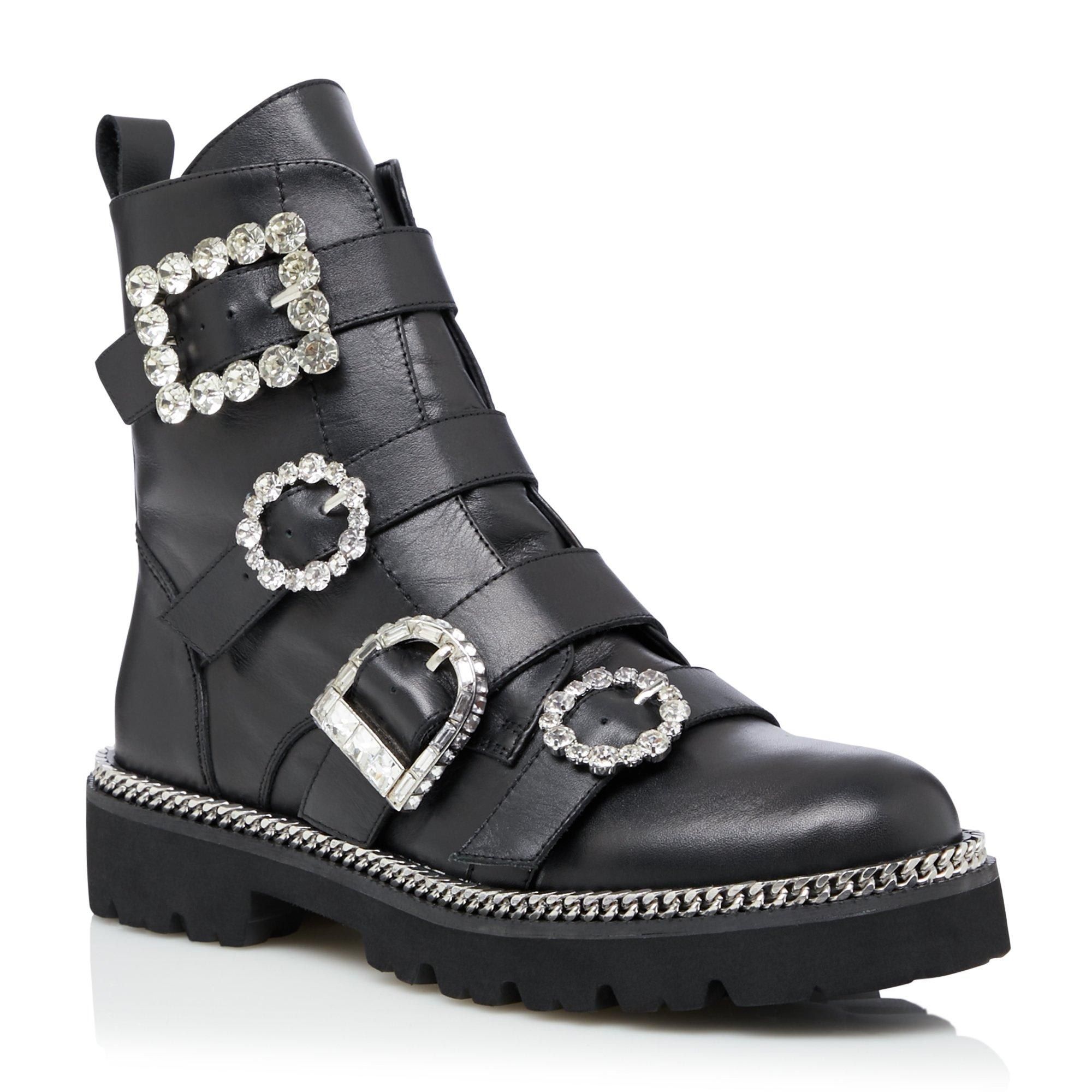 dune embellished biker boots