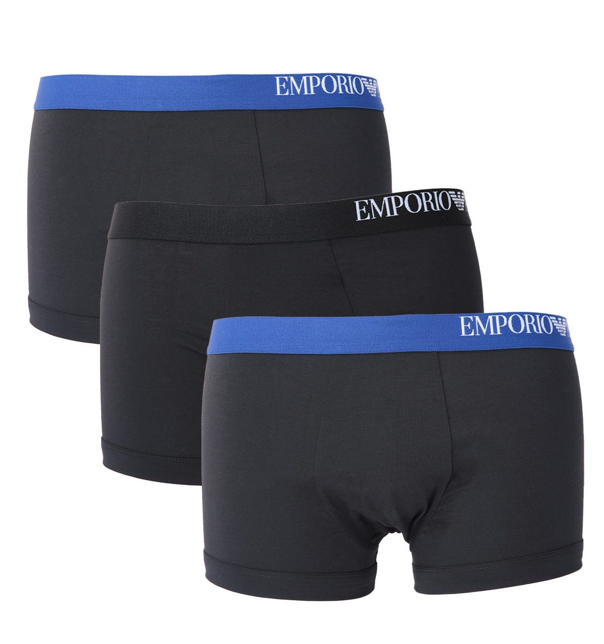 Elevate your everyday essentials this season with Emporio Armani Loungewear. This three-pack of boxer trunks is crafted from innovative soft touch eco fibre, ensuring day-long comfort with maximum ease of movement and breathability. Each pair is finished with Emporio Armani branding at the elasticated waistband.Three Pack, Soft Touch Eco Fibre, Box Packaging, 95% Recycled Polyester & 5% Elastane, Emporio Armani Branding.
