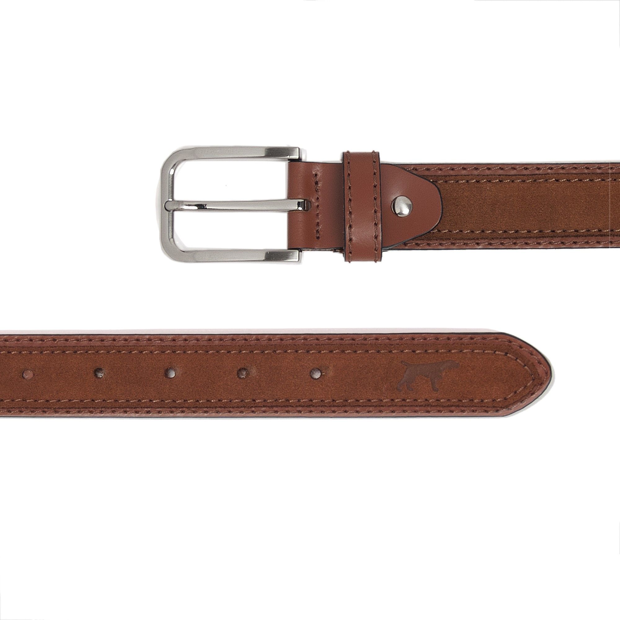 Castellanisimos men's belt with double skin and double stitched detail. Metal buckle. Width: 3.5 cm. This product is made in Spain.