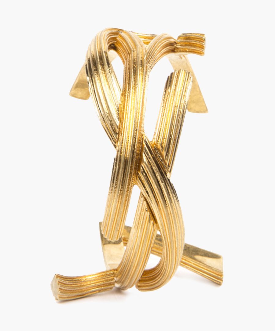 Gold-tone metal monogram shaped bracelet