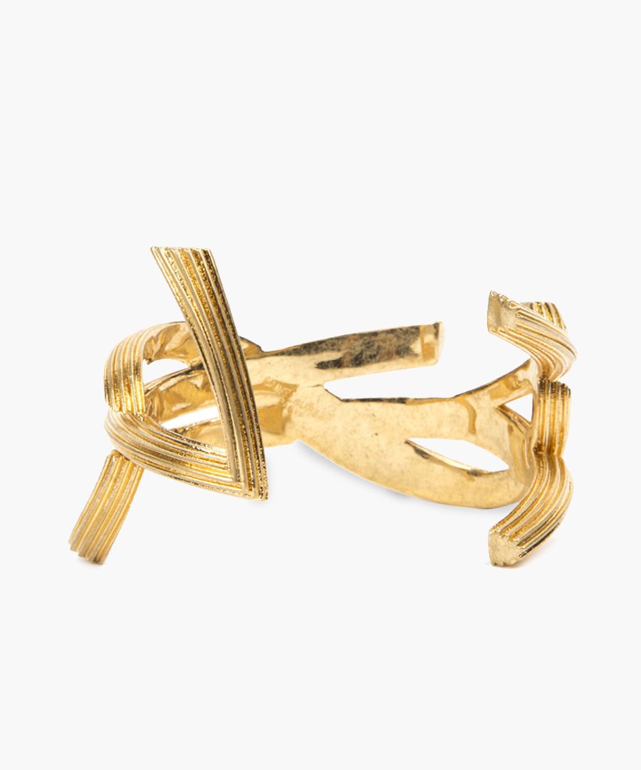 Gold-tone metal monogram shaped bracelet