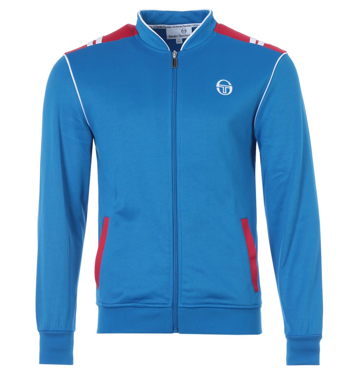 World renowned Italian sportswear brand Sergio Tacchini has been representing authenticity, craftsmanship and style since 1966, through their heritage and classic designs. The Sammy Track Top is crafted from a comfy cotton blend, featuring a stand up collar, full zip closure, twin side welt pocket, ribbed trims and sporty contrast stripes and accents. Finished with the iconic Sergio Tacchini logo embroidered at the chest. Regular Fit, Cotton Poly Blend, Stand Up Collar, Full Zip Closure, Twin Side Welt Pockets, Contrast Accents, Sergio Tacchini Branding. Style & Fit: Regular Fit, Fits True to Size. Composition & Care: 60% Polyester, 40% Cotton, Machine Wash.