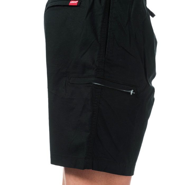 Mens Levi’s Walk Shorts in mineral black.<BR><BR>- Elasticated waist with drawcord. <BR>- Side welt pockets.<BR>- Zipped pocket at right leg.<BR>- Zipped rear pockets. <BR>- Lightweight cotton ripstop fabric with comfort stretch.<BR>- Levi’s logo tab at rear right pocket.<BR>- Sits below waist.<BR>- Regular fit.<BR>- Inside leg length measures 7in approximately.<BR>- 97% Cotton  3% Elastane. Machine washable. <BR>- Ref: 86265-0004<BR><BR>Measurements are intended for guidance only.