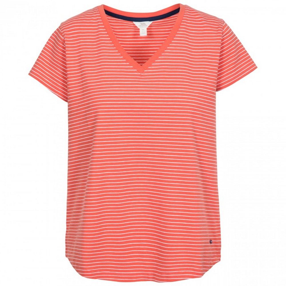 Simple and stylish for every day wear, whether it be a winter base layer or summer outfit. Short sleeved, yarn dyed stripe. Knitted look. Material: 60% Polyester, 40% Cotton.