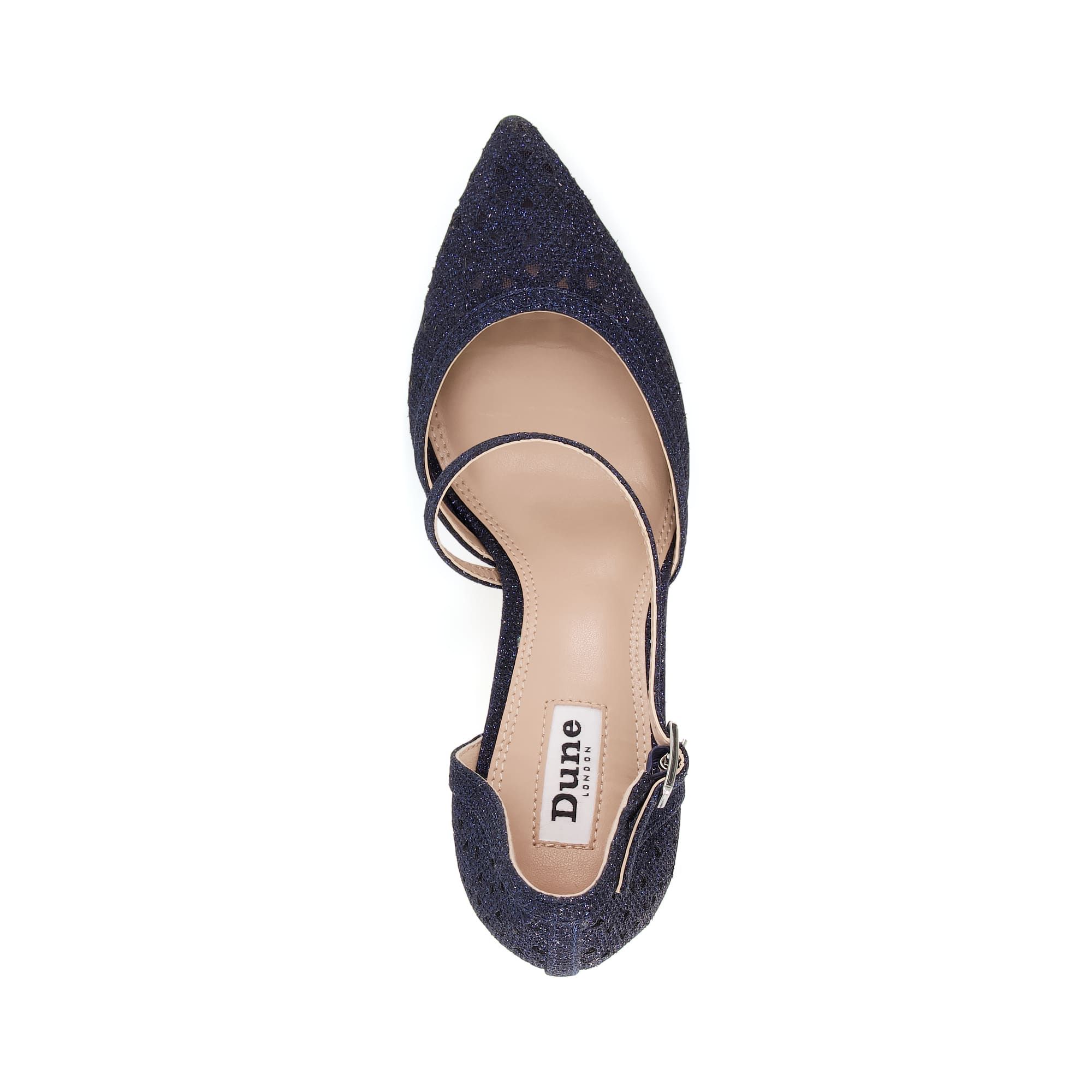An ultra-chic style you can easily dress up or down. Crafted from a woven fabric, these pointed toe courts are set on a stiletto heel. Featuring an elegant asymmetric strap with an adjustable buckle.