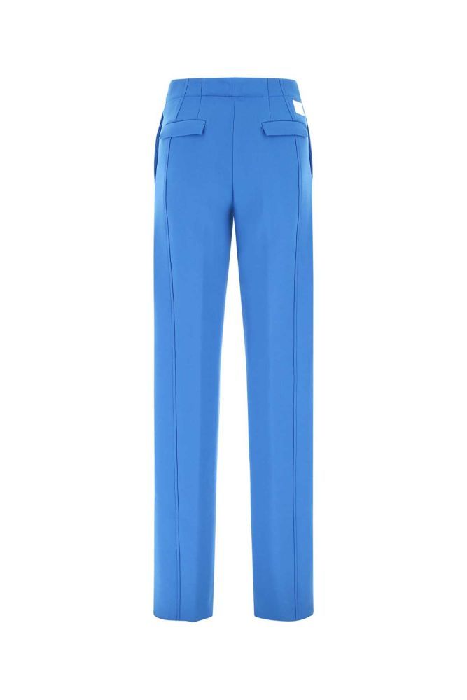Cerulean stretch wool blend palazzo pant