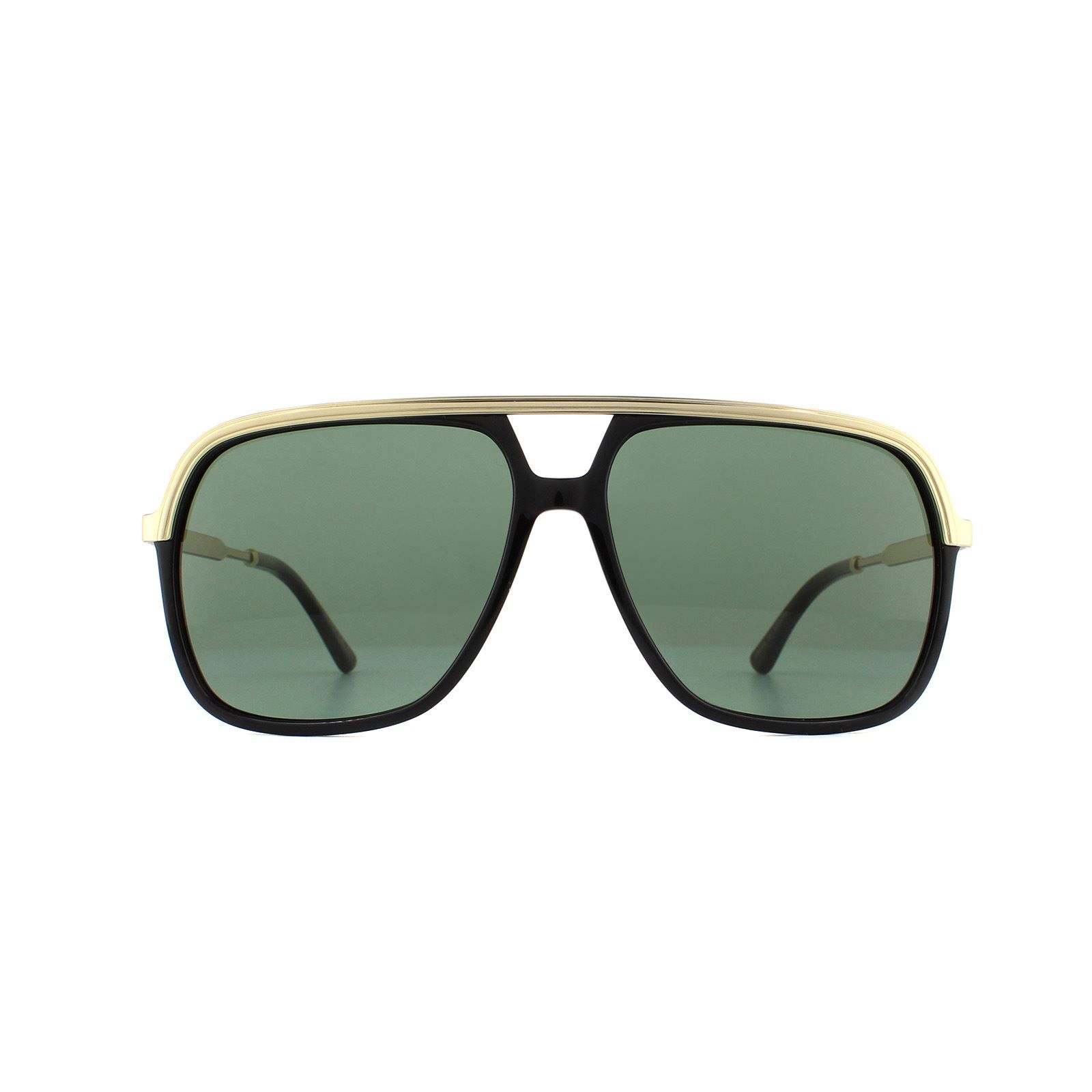 Gucci Sunglasses Gg0200s 001 Black And Gold Green