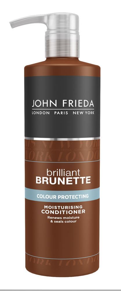 John Frieda Brilliant Brunette Colour Protecting Shampoo & Conditioner 500ml Duo Pack.  Protect your rich, deep brunette for up to 12 weeks (*Based on 3 washes per week). Don’t fade away. Our Colour Protecting Moisturising Shampoo & Conditioner protects and preserves brunette colour as it rehydrates and replenishes dry, colour-treated brunette hair. Safe for use on natural or colour-treated hair and for use on highlights & lowlights.

Set Contains:  1x John Frieda Brilliant Brunette Colour Protecting Shampoo 500ml & 1x John Frieda Brilliant Brunette Colour Protecting Conditioner 500ml