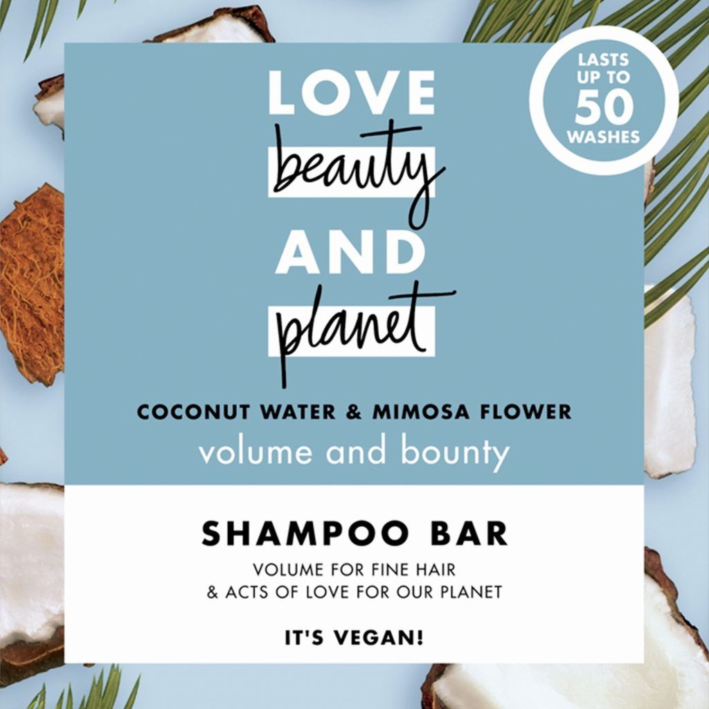 Rejuvenate fine, flat hair and enjoy a head-turning look full of bounce and vitality with Love Beauty And Planet volumising shampoo bar that gently cleanses while also moisturising tresses to reveal bold, beautiful and voluminous hair. Specially formulated for fine and flat hair, The Volume and Bounty Shampoo Bar is infused with coconut water and rich mimosa flower absolute. This formula is blended with coconut water (yes it's making a splash everywhere!), often called “dew from heavens” by native Hawaiians. Love Beauty And Planet Volume and Bounty blend helps replenish and hydrate hair, leaving it voluminous, soft and gorgeously glossy without weighing it down.

The scents are infused with ethically sourced Moroccan mimosa flower absolute so you experience powerful, rich and lasting green floral notes with distinct undertones of powdery honey and fruity raspberry cassis. Love Beauty and Planet believes small acts of love can make a real difference to our planet. That's why the shampoo bars are packaged in recycled materials and use plant based vegan formulas.

Bring volume and bounce to your hair with this new Love Beauty And Planet Volume and Bounty Shampoo Bar.

Infused with ethically sourced Moroccan mimosa flower, try a new way to shampoo with our Volume and Bounty Shampoo Bar that exudes a rich and floral fragrance.


Directions
It's simple! Wet the bar and rub between your hands for lather or directly onto hair, massage the lather, rinse.

To use this volume shampoo, rub the shampoo bar between your hands for lather or directly onto hair. Gently massage the scalp and roots with fingertips, and rinse thoroughly. Go easy on the tap.

Finish with Love Beauty And Planet Conditioner, and style with your favourite products. Enjoy impressive hair volume and bounce with Love Beauty And Planet.


YES Vegan, YES safe, YES with plant based cleansers, YES Natural Ingredients, YES bottle made from recycled plastics.

Love Beauty and Planet started with one simple goal - whatever they do must be good for beauty and give a little love to the planet. Here’s how…

Powerful & Passionate: Special bottles are made from 100% recycled materials and are filled with fabulous formulas that deliver brilliant care for your hair and body. They’re 100% recyclable too!

Goodies & Goodness: Each collection is infused with organic and sustainable ingredients sourced from around the world and are vegan-friendly too.

Scents & Sensibility: Carefully chosen fragrances are part of ethical-sourcing programs which help support the livelihoods of the local partners who harvest wonderful ingredients.

Carbon Conscious & Caring: Love Beauty and Planet want a carbon footprint so small, it's like they weren't even here. So they tracking the CO2 emissions at every step of production.