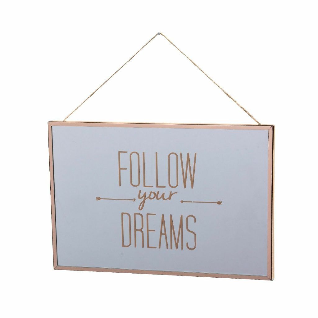 Follow Your Dream Art Deco Mirror.  Let your style reflect your aspirations!  Our Follow Your Dreams Mirror is a shining expression of fashion and hope!  Features the phrase 