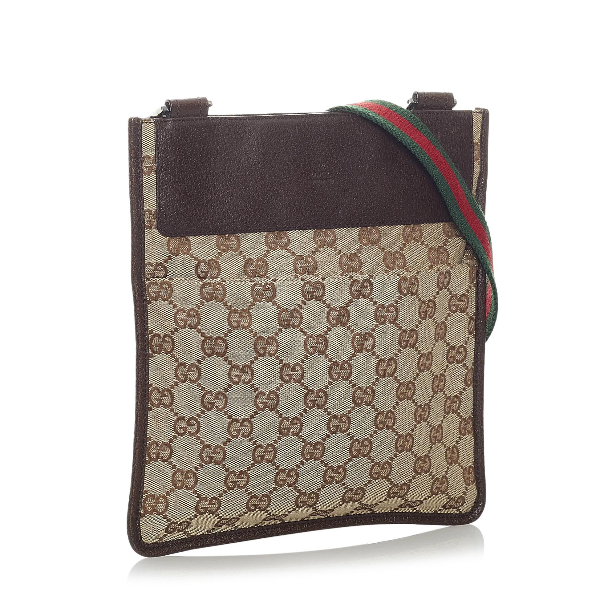 Vintage Gucci GG Canvas  Crossbody Bag Brown