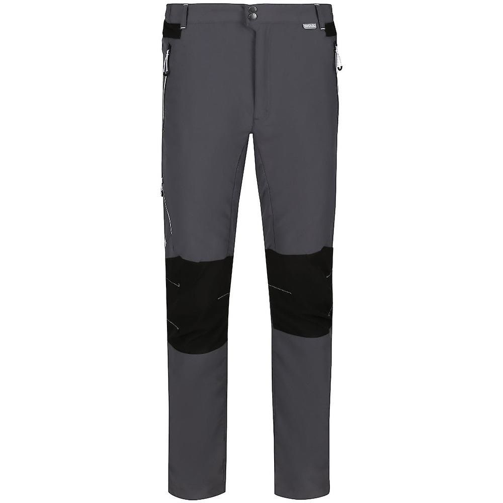 Material: 100% Polyamide. Lightweight, durable and water repellent walking trousers with part elasticated waist and stretch fabric to knee panels. UV Protection (UPF) of 40+. 2 zipped side pockets and 1 zipped leg pocket.