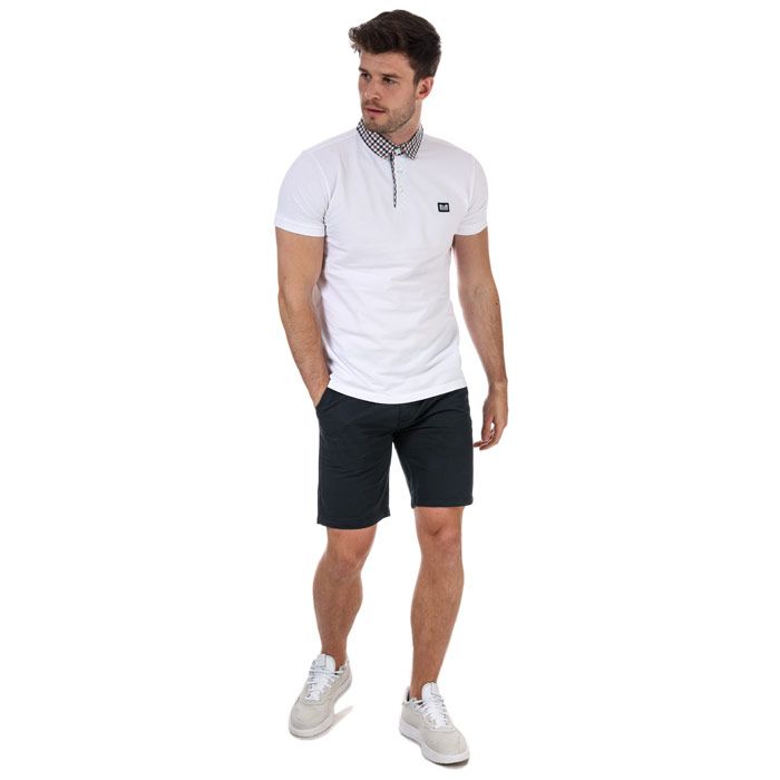 Men's Weekend Offender Calli Check Collar Polo Shirt in White