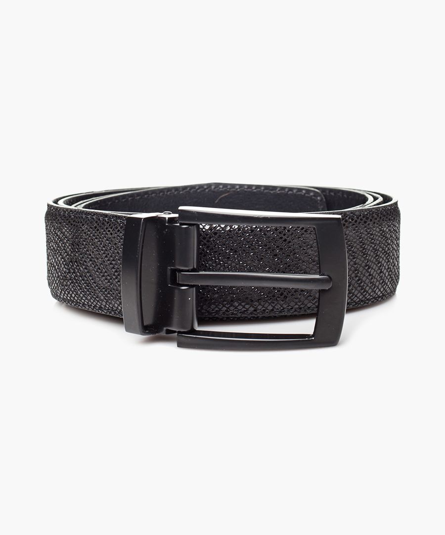 Black leather double face belt