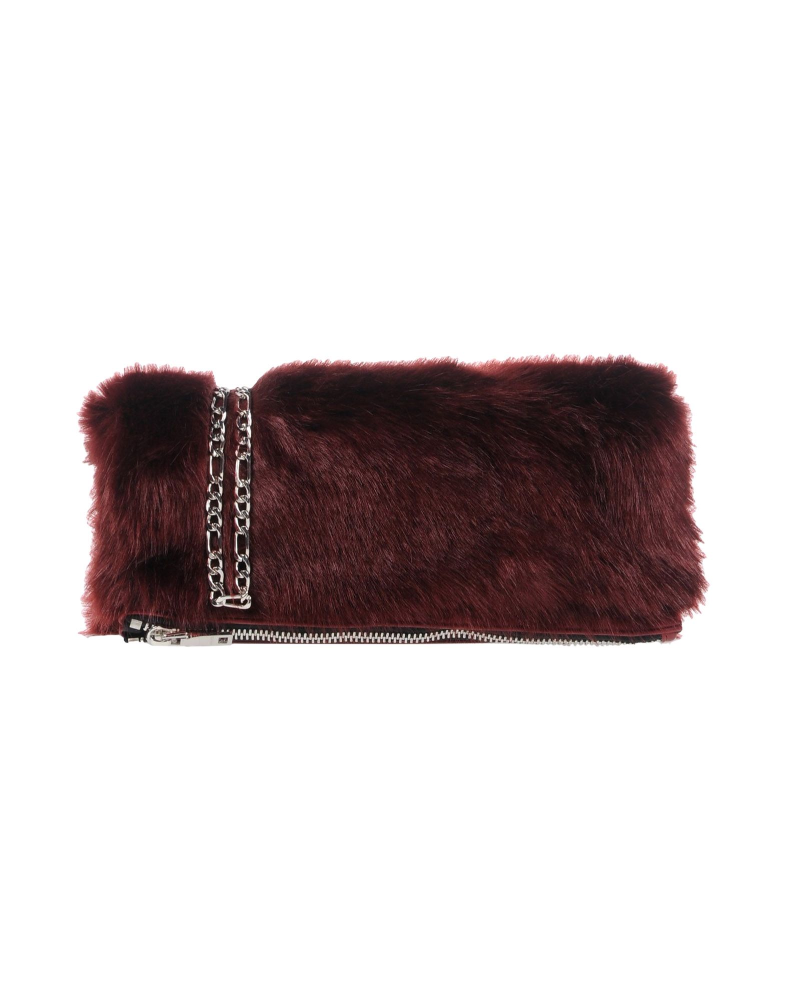 100% Authentic. Guaranteed. Made in Italy. medium, faux leather, faux fur, solid colour, no appliqués, zip closure, internal pockets, removable shoulder strap, lined interior, clutch bags