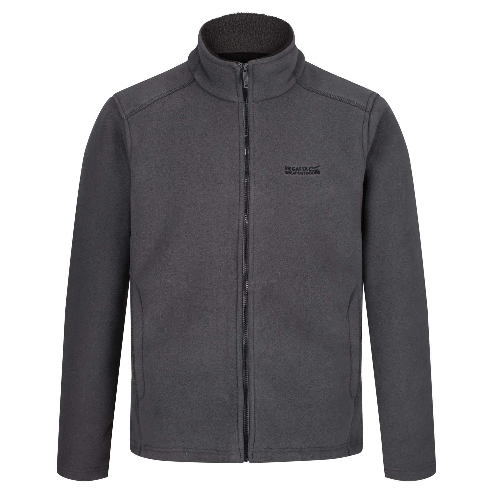 Mens full zip jacket made of 440gsm sherpa backed Polyester microfleece. 2 zipped lower pockets. Adjustable shockcord hem. Ideal for wearing outdoors on a cold day. 100% Polyester.