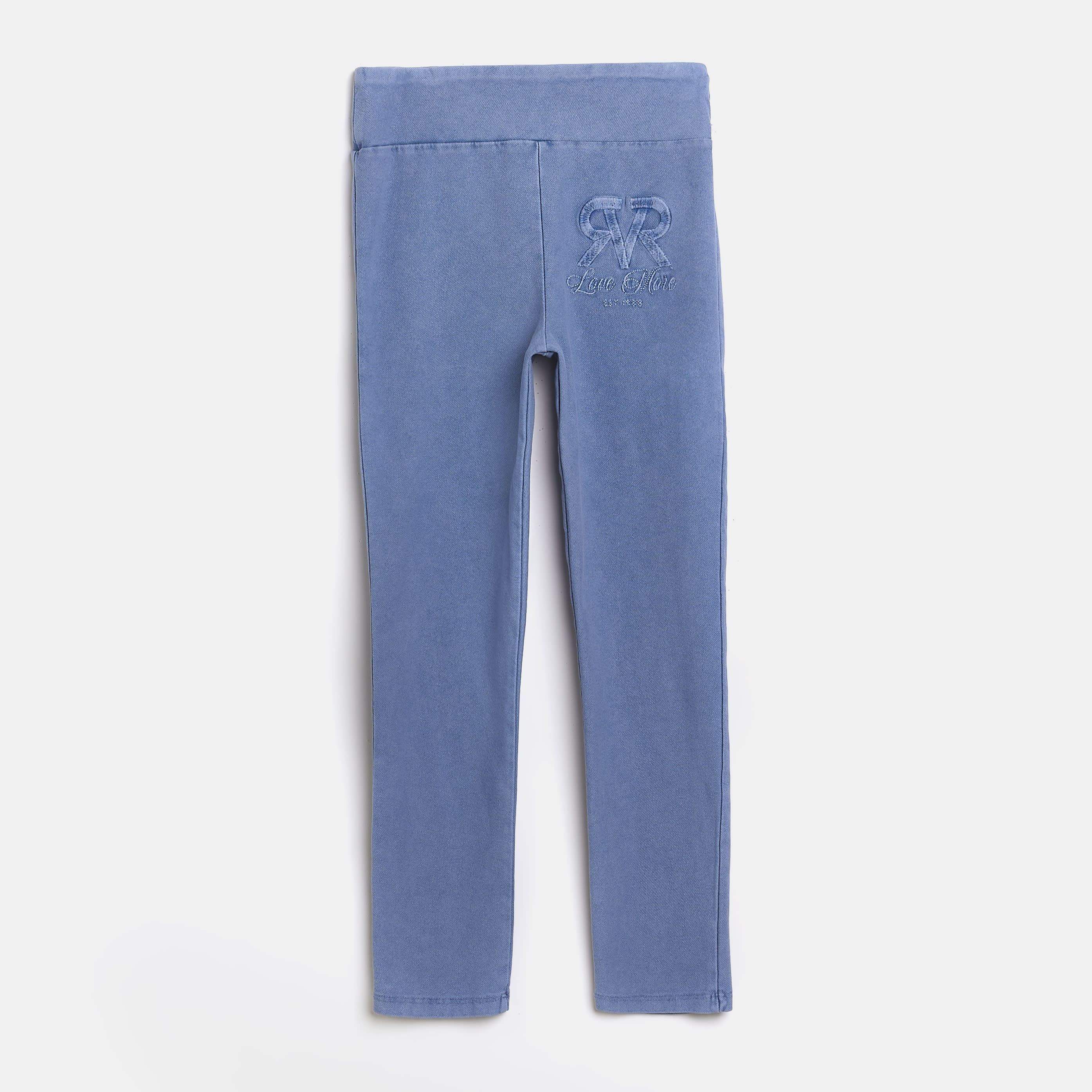 > Brand: River Island > Department: Girls > Colour: Blue > Type: Trousers > Style: Ankle > Material Composition: 69% Cottone 25% Polyester 6% Elastane > Material: Cotton > Size Type: Regular > Occasion: Casual > Pattern: No Pattern > Season: SS22
