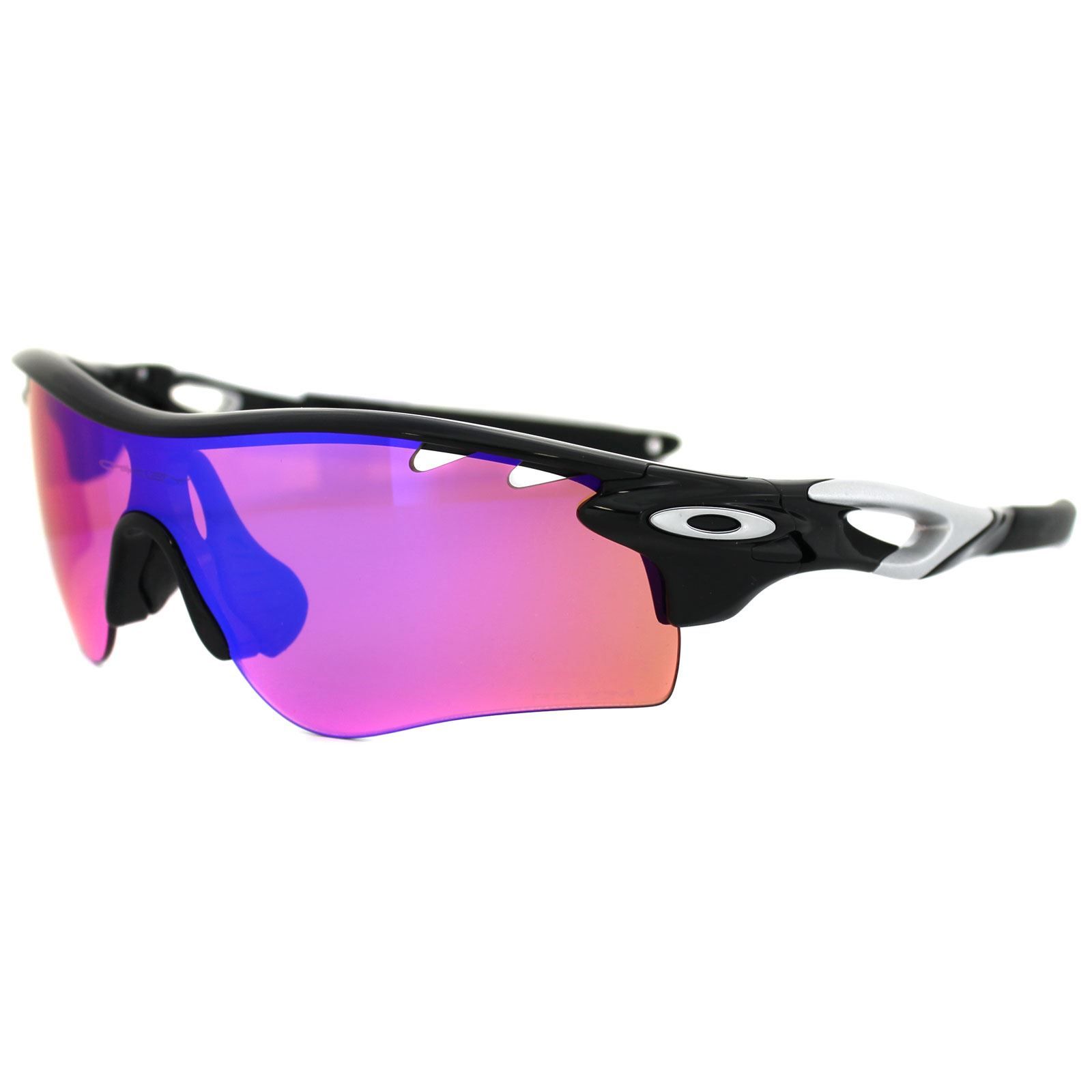 Oakley Sunglasses Radarlock Path OO9181-41 Polished Black Prizm Trail & Clear Vented Replacement The superb peripheral views given by the original Radar range has been enhanced with the addition of Switchlock technology giving you the chance to change lenses in an instant for the different light conditions in whatever sport or activity you take on. The lightweight and durable O-Matter frame has surge ports to give a cooling flow of air and interchangeable notepads give a customised fit. An Oakley Soft Vault case is included as well as a set of spare lenses so you have bright and low light lens options.