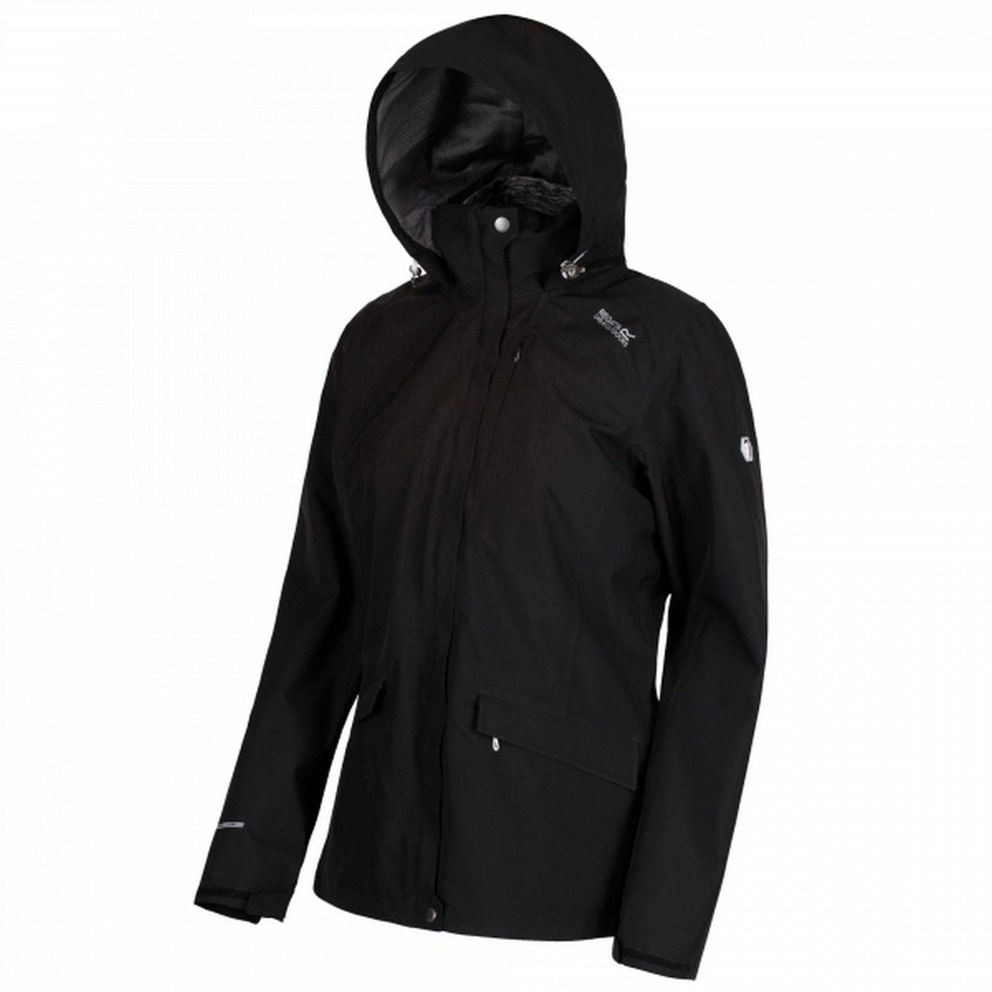 Womens hooded jacket made of Isotex 10000 100% Polyester stretch fabric. Waterproof and breathable. Durable water repellent finish. Taped seams. Concealed hood with adjusters. Inner security pocket. 2 zipped lower pockets and 1 zipped chest pocket. Adjustable cuffs. Adjustable shockcord hem. Inner 145gsm marl fleece. 2 lower pockets. Ideal for wearing outdoors on a cold day. 100% Polyester.