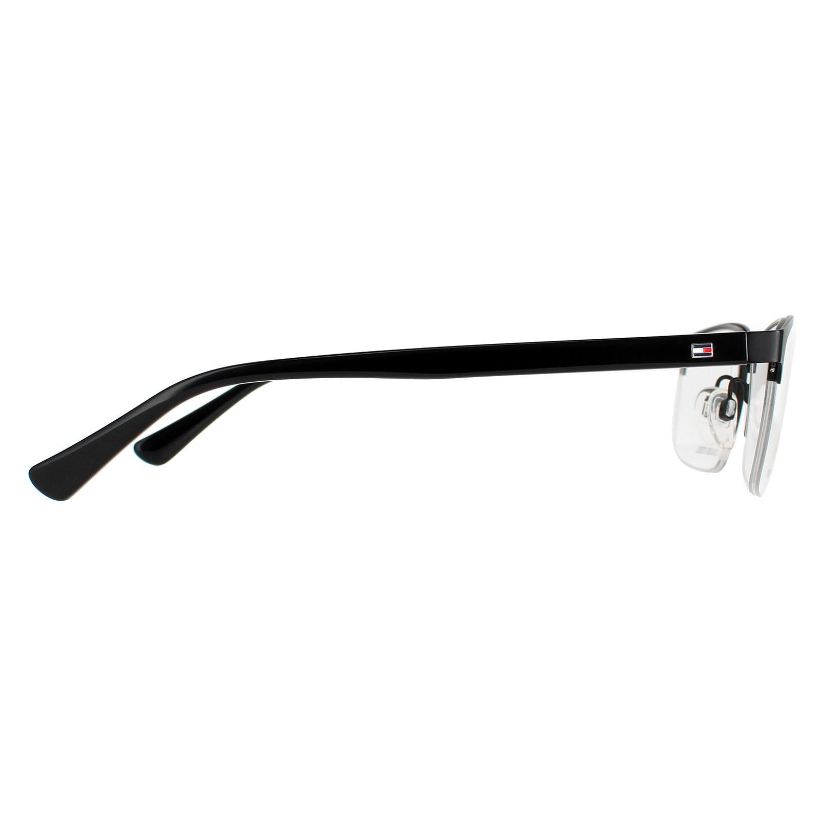 Tommy Hilfiger Half Rimless Mens Matte Black  TH 1528  Tommy Hilfiger are a semi rimless design with a metal frame front and plastic temples. Adjustable nose pads ensure comfort and the temples feature the Tommy Hilfiger flag logo.