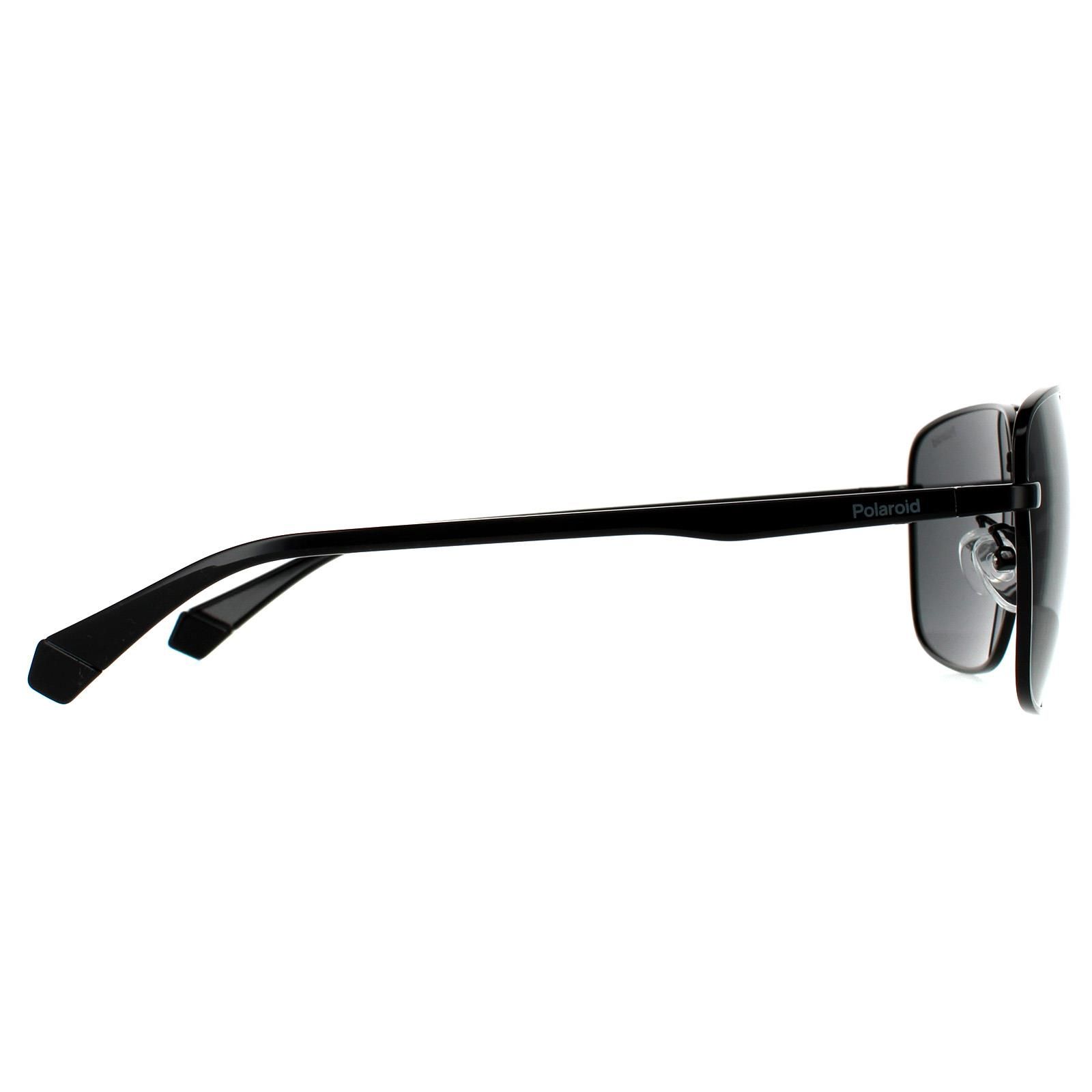 Polaroid Rectangle Mens Black Grey Polarized 90041091 Polaroid are a rectangle style crafted from lightweight metal. The design features a double bridge, adjustable nose pads and Polaroid's logo on the temples. Finished with superb polarized lenses which guarantee a glare free wear for all day comfort.