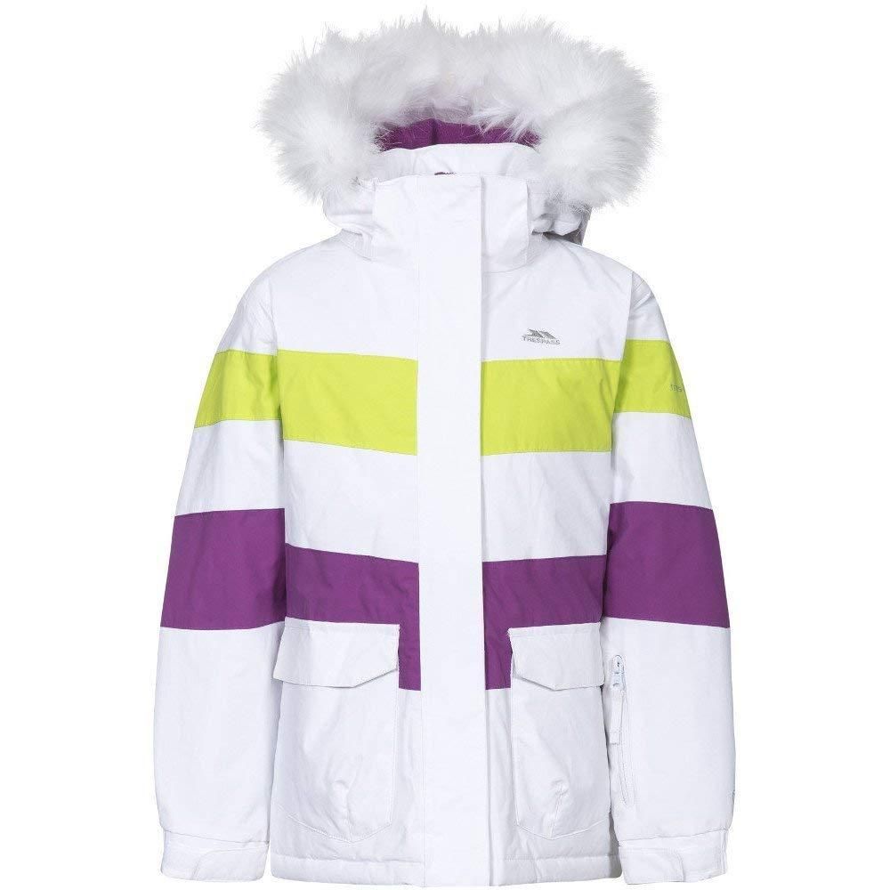 Padded. 2 contrast panels. 2 lower patch pockets. 1 sleeve zip pocket. Detachable stud off hood. Detachable fur trim. Inner snowbreak. Elasticated cuff with touch fastening. Waterproof 5000mm, breathable 5000mvp, windproof, taped seams. Shell: 100% Polyamide, PU coating, Lining: 100% Polyester, Filling: 100% Polyester. Trespass Childrens Chest Sizing (approx): 2/3 Years - 21in/53cm, 3/4 Years - 22in/56cm, 5/6 Years - 24in/61cm, 7/8 Years - 26in/66cm, 9/10 Years - 28in/71cm, 11/12 Years - 31in/79cm.