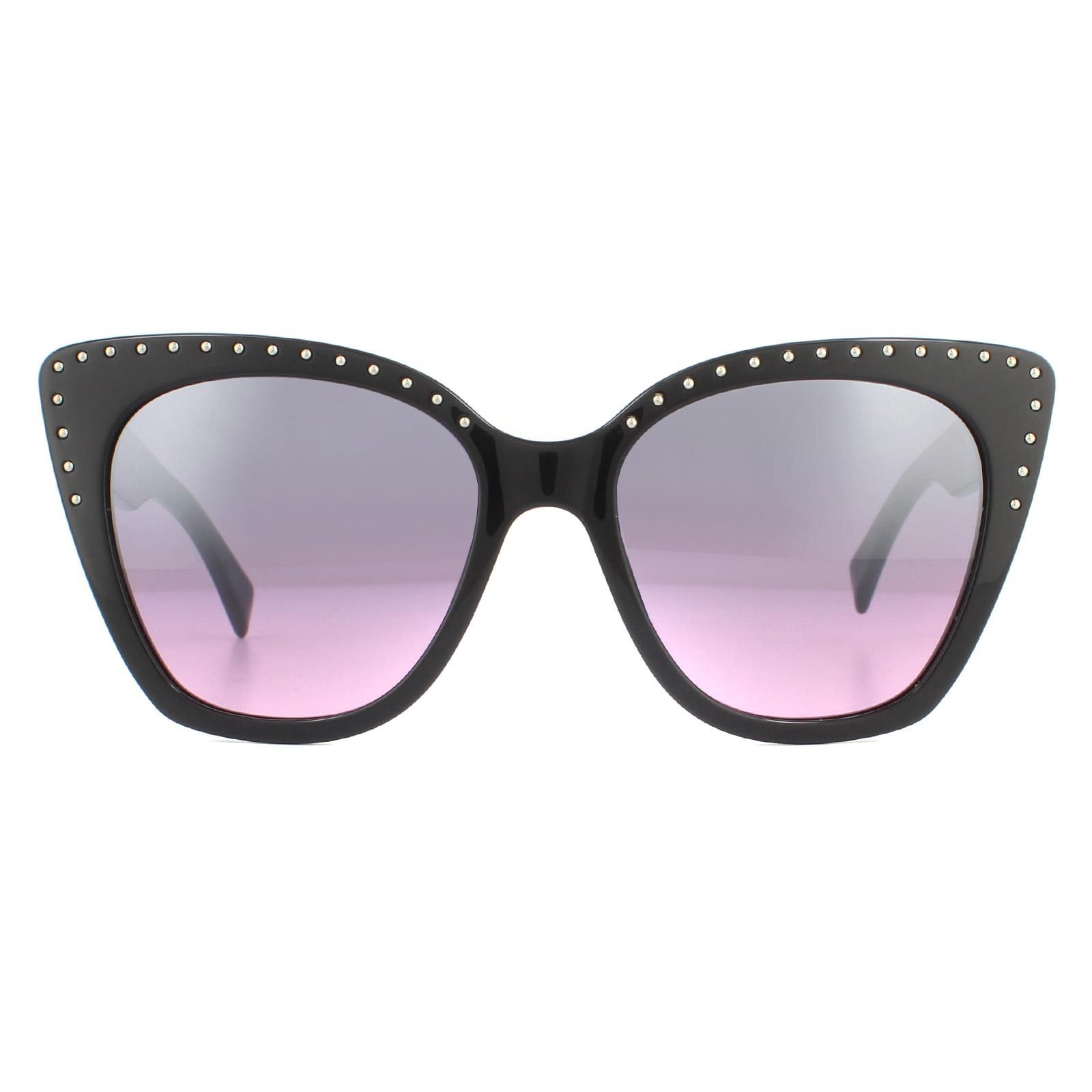 Moschino Sunglasses MOS005/S BSC E8 Black Silver Grey Pink Mirror